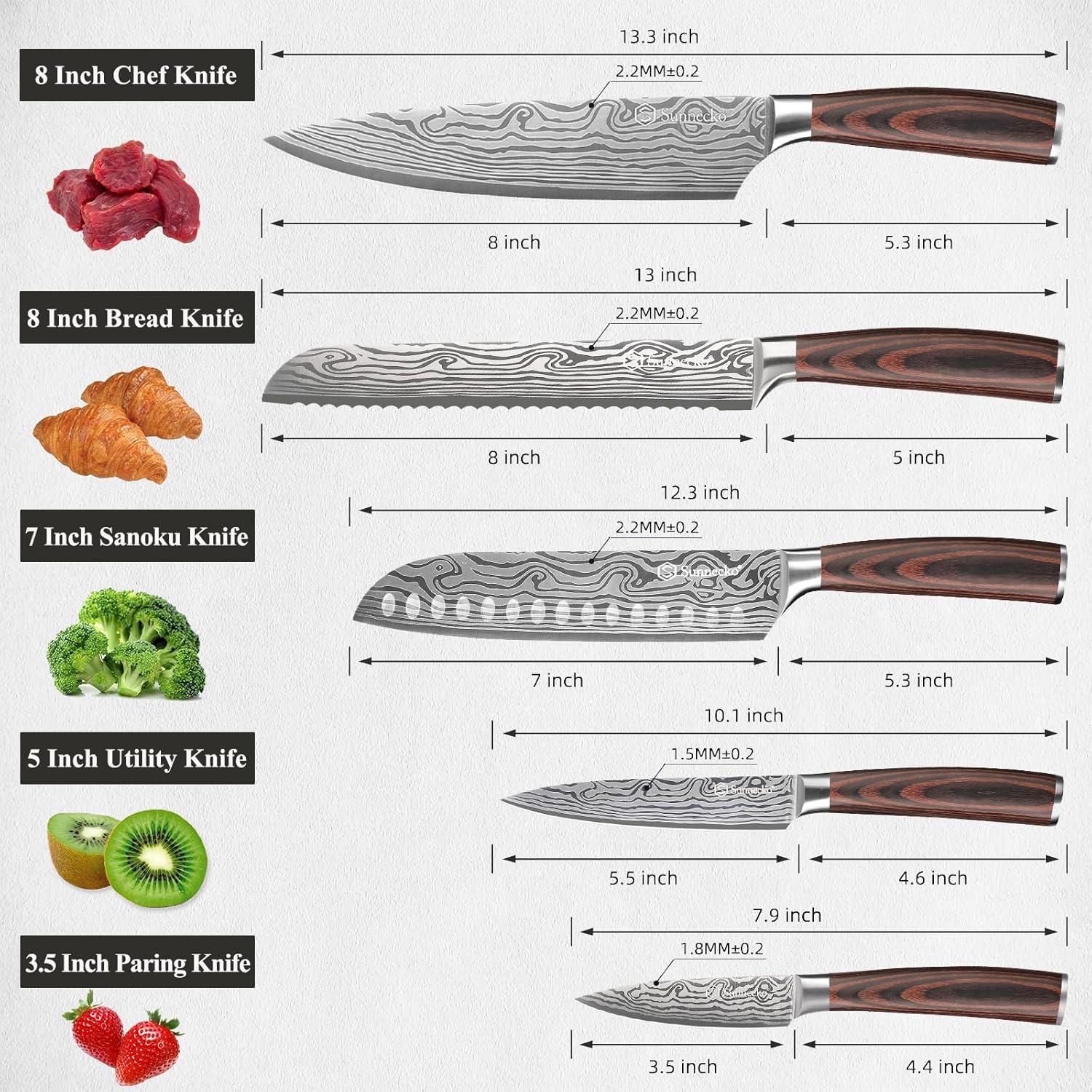 Juego de cuchillos de cocina Sunnecko 5 piezas acero inoxidable