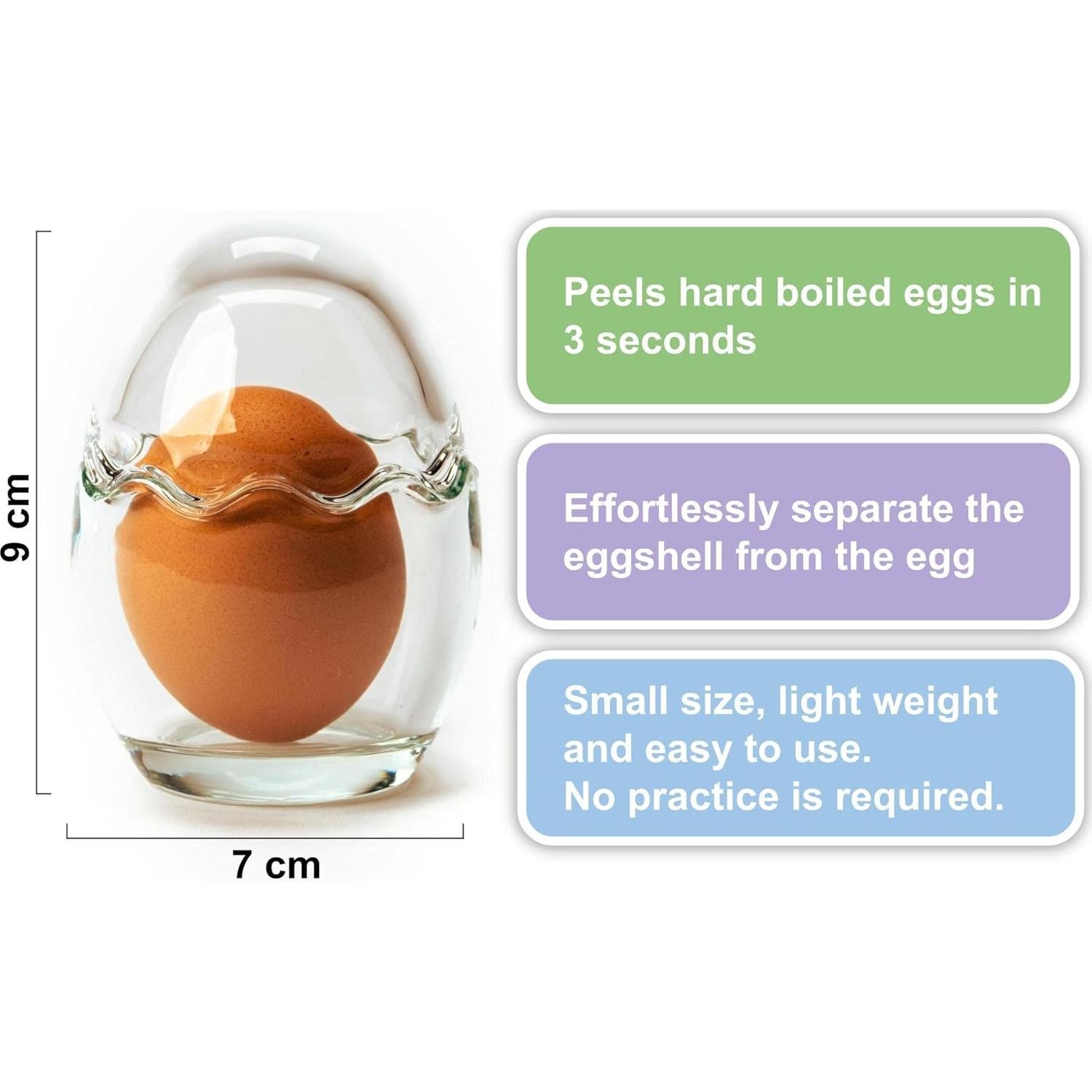 Pelador de Huevos Duros WIOMI de Vidrio Transparente, Manual
