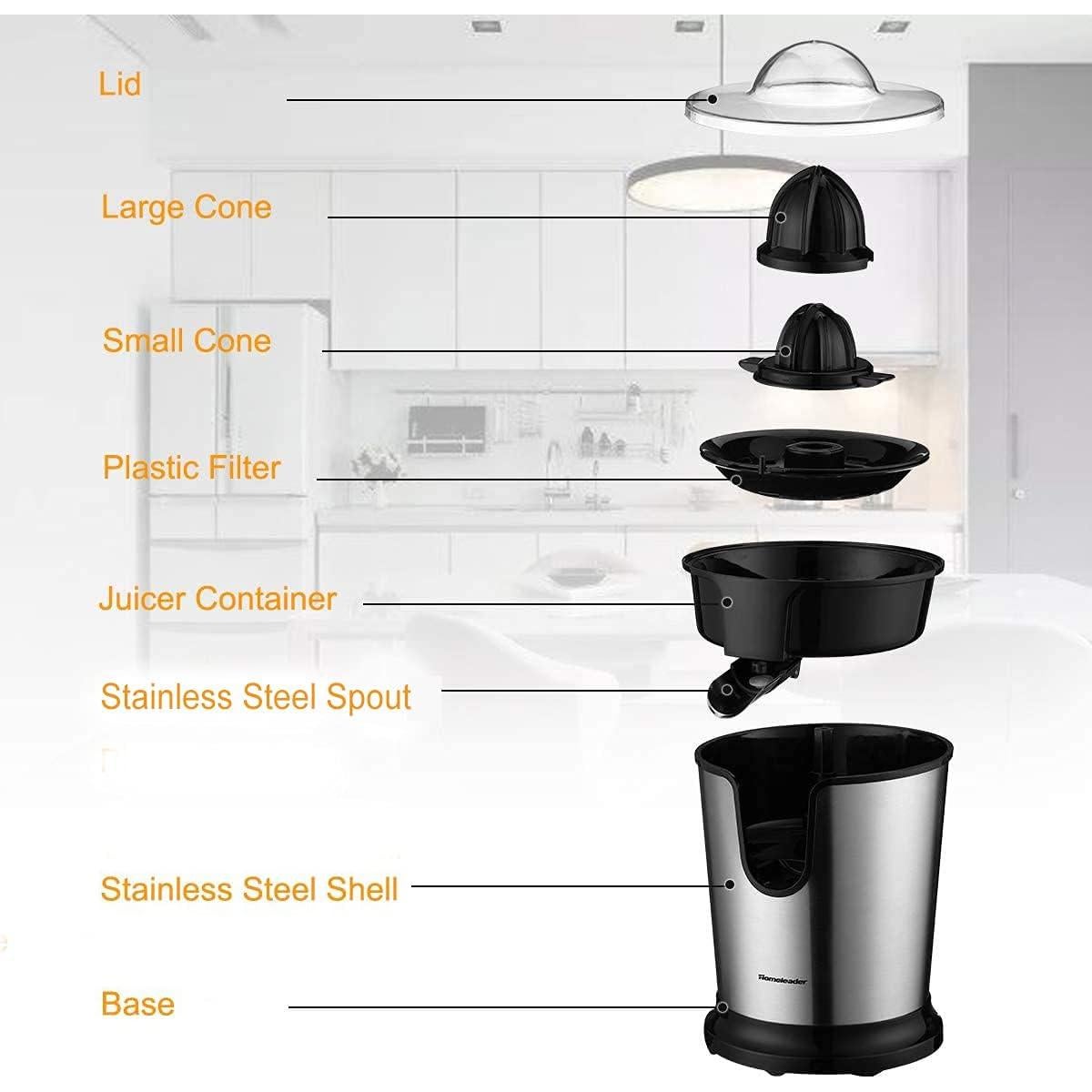 Exprimidor Eléctrico Homeleader de Cítricos 0.5L Acero Inoxidable
