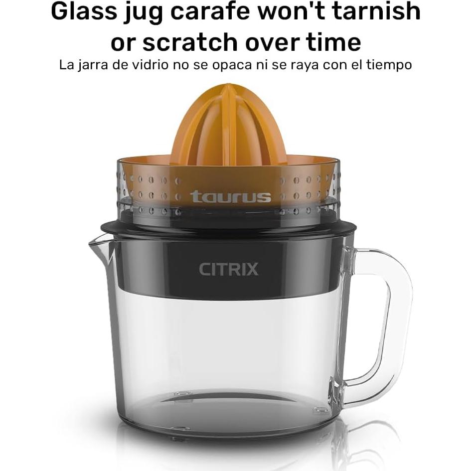 Exprimidor de Cítricos Taurus CITRIX 1L Vidrio Naranja Negro