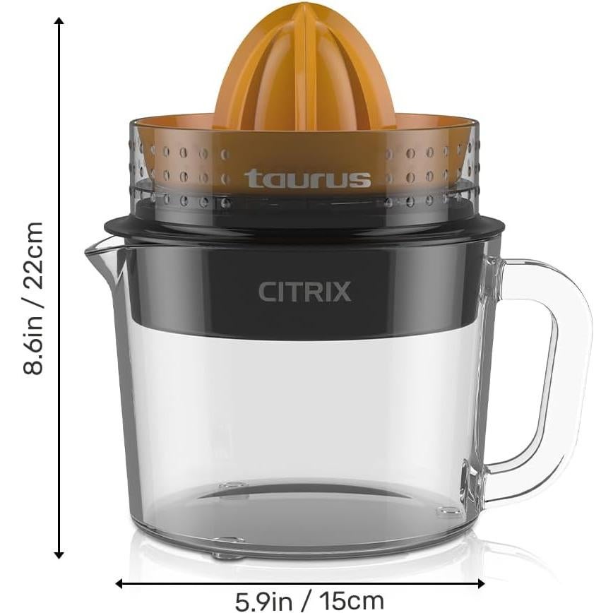 Exprimidor de Cítricos Taurus CITRIX 1L Vidrio Naranja Negro
