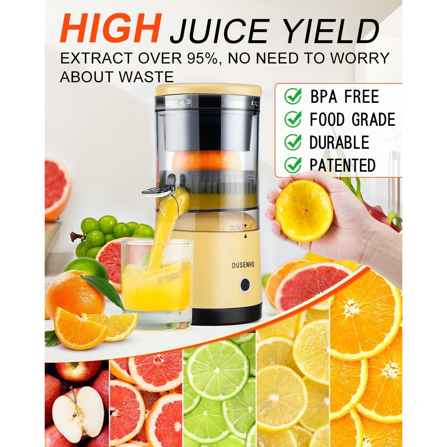 Exprimidor Eléctrico DUSENHO Recargable USB 1L Amarillo