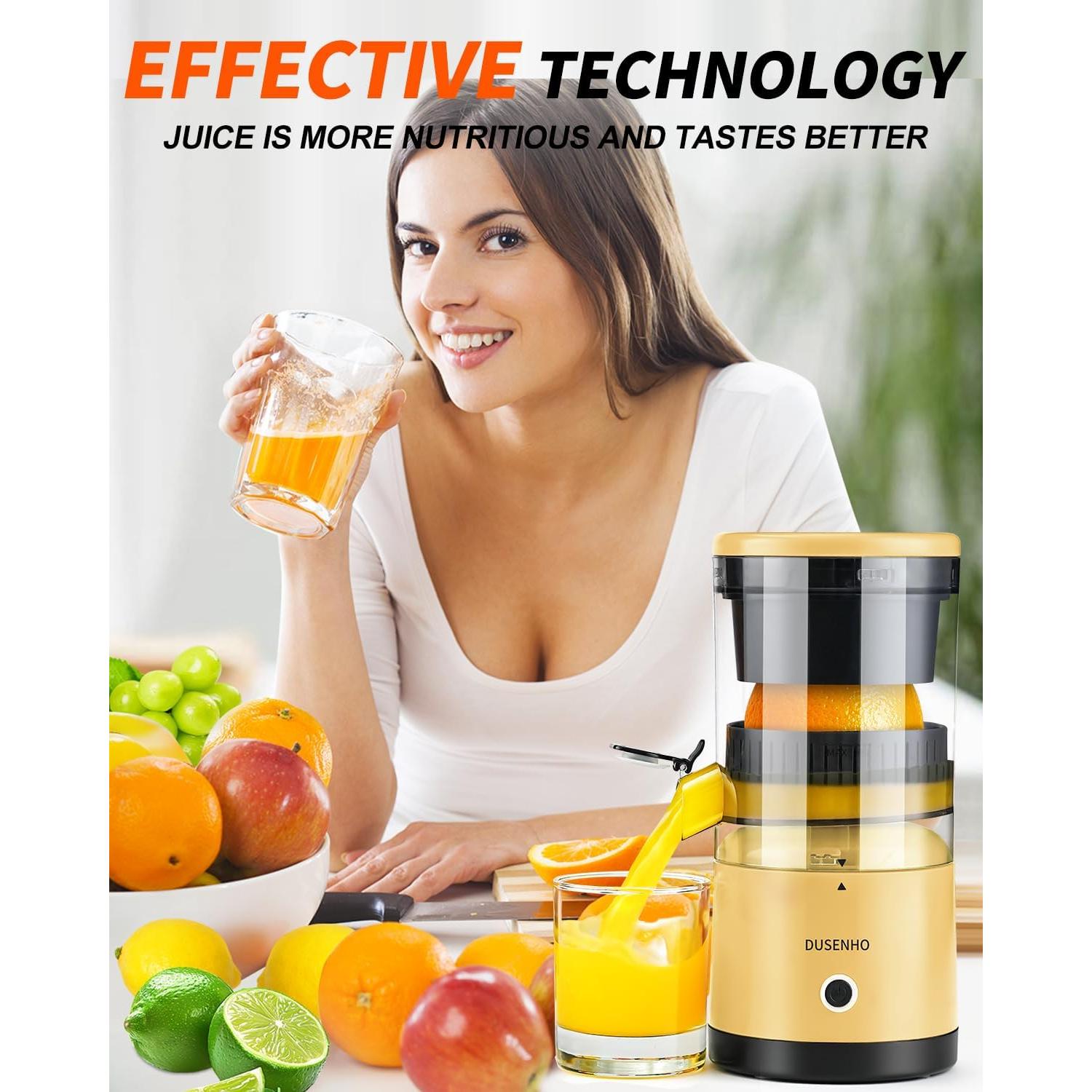 Exprimidor Eléctrico DUSENHO Recargable USB 1L Amarillo