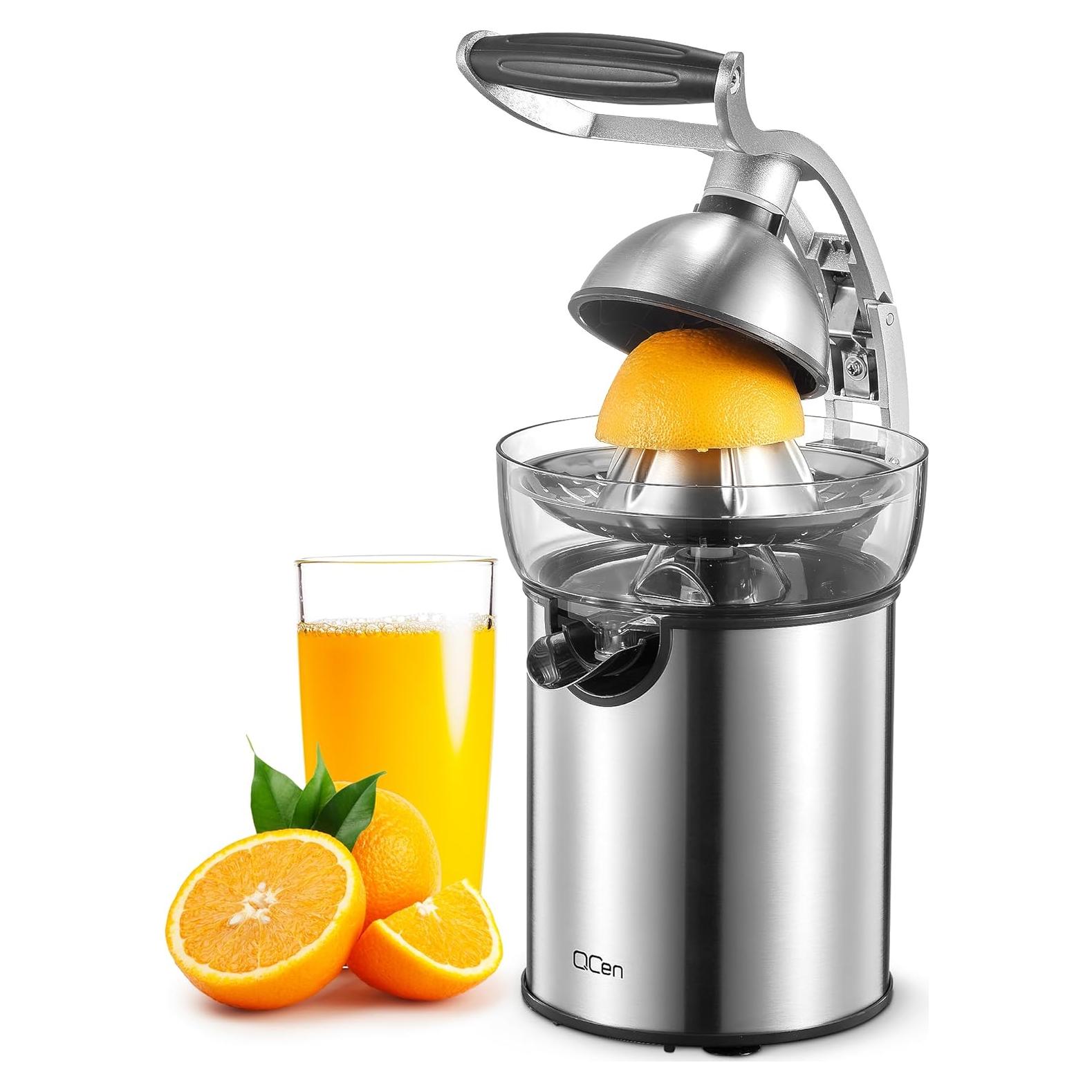 Exprimidor Eléctrico de Cítricos QCen, 348g, Antigoteo, Fácil Limpieza