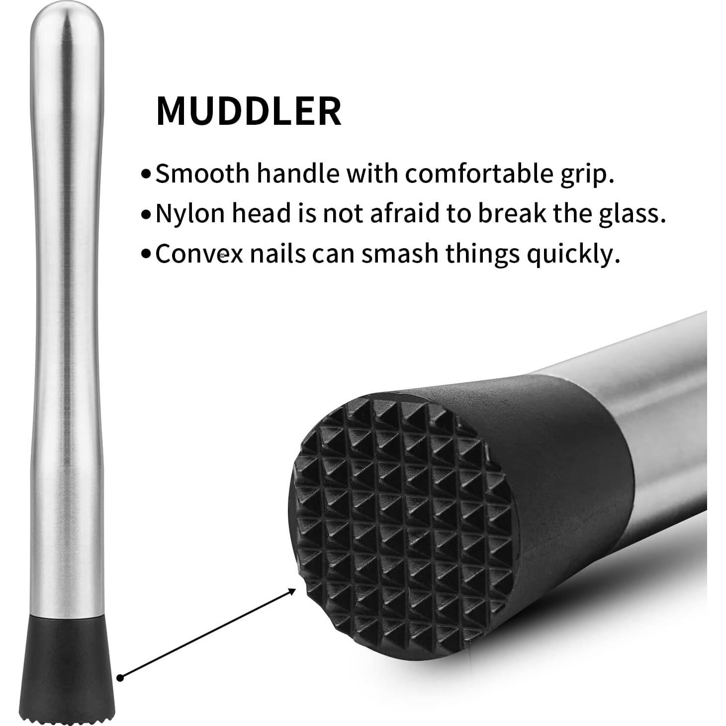 Set de Muddler y Cuchara de Bar tifanso - Acero Inoxidable