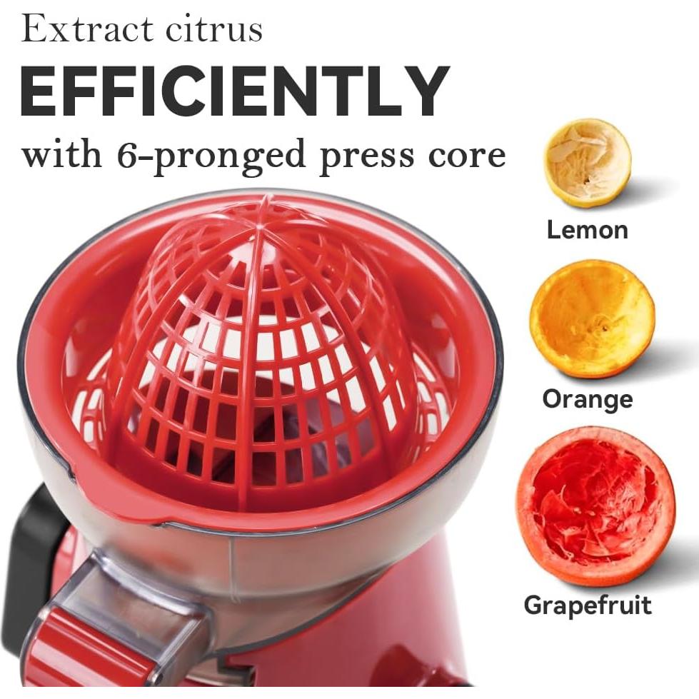 Exprimidor Manual de Cítricos KEOUKE - Rojo, 0.75 kg, Fácil Limpieza