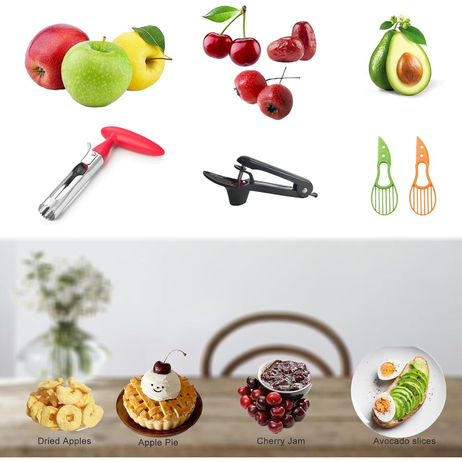 Juego de Herramientas para Frutas BCMON 4 Piezas - Descorazonador y Cortadores