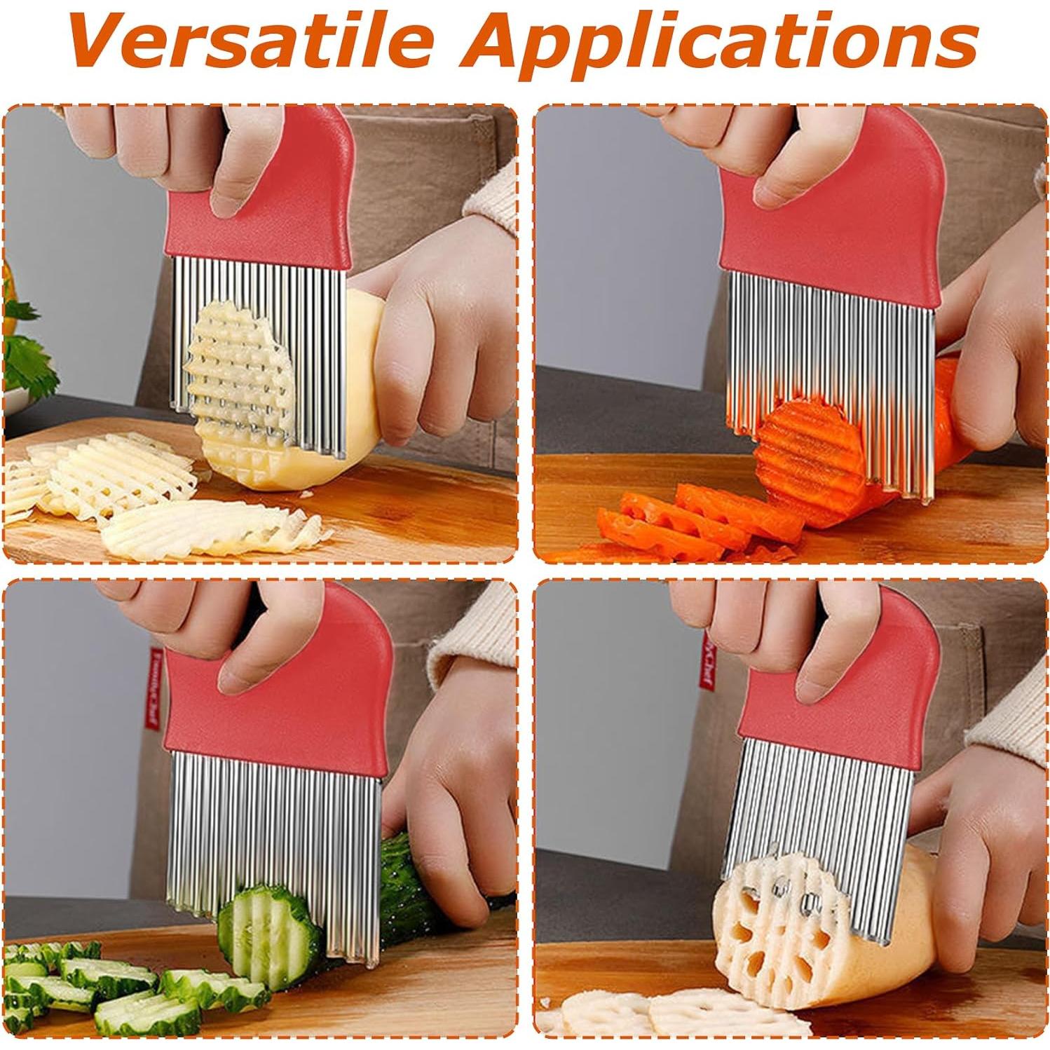 Cortador de Papas Waffle Remolean Acero Inoxidable 2 Piezas