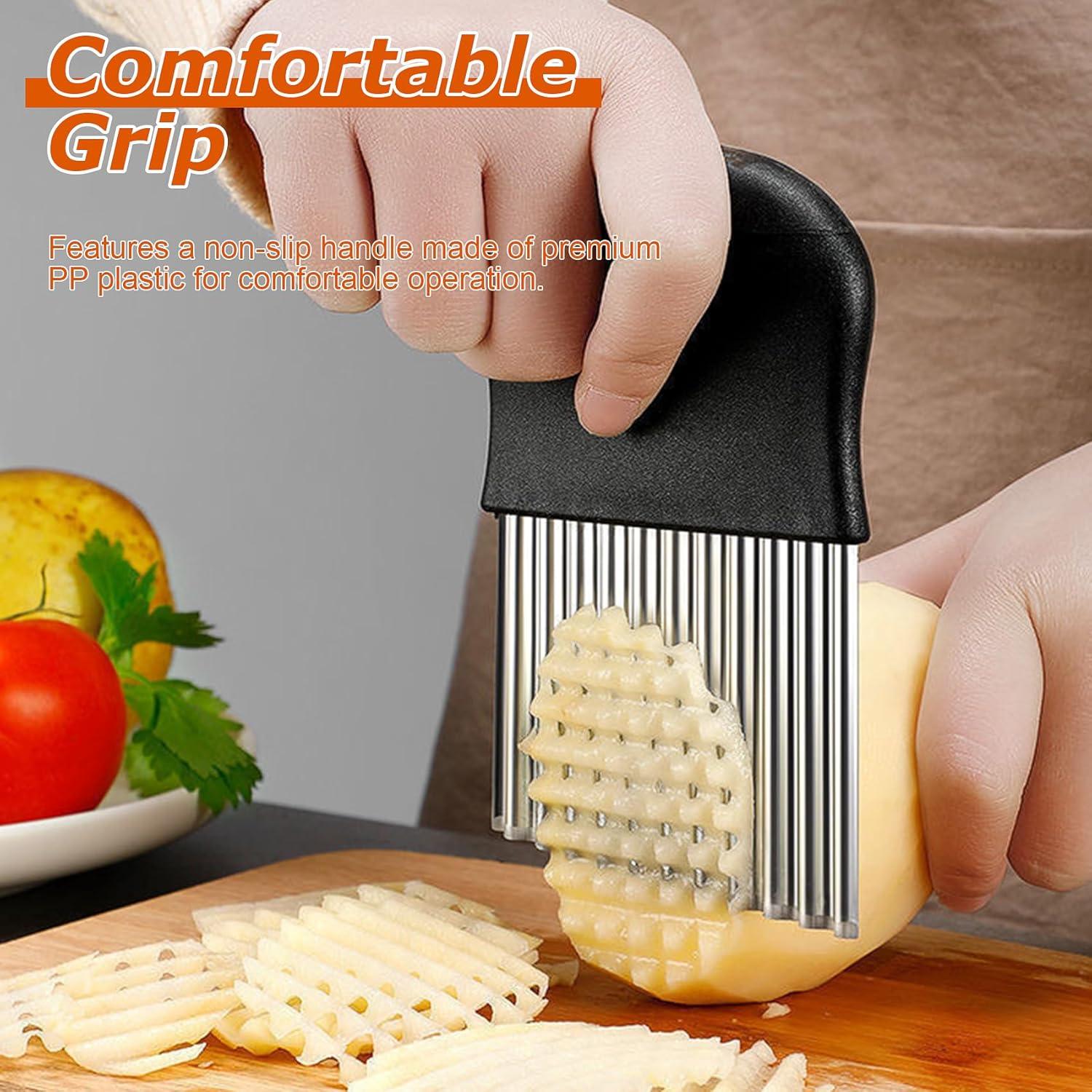 Cortador de Papas Waffle Remolean Acero Inoxidable 2 Piezas