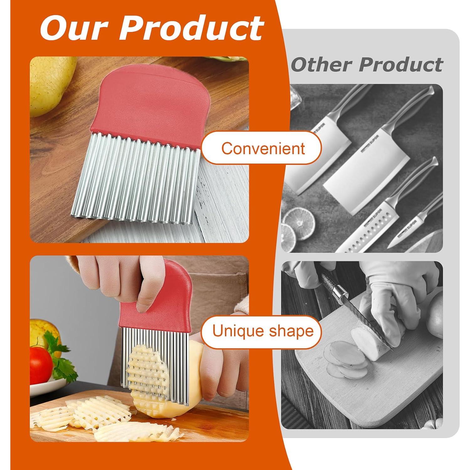 Cortador de Papas Waffle Remolean Acero Inoxidable 2 Piezas