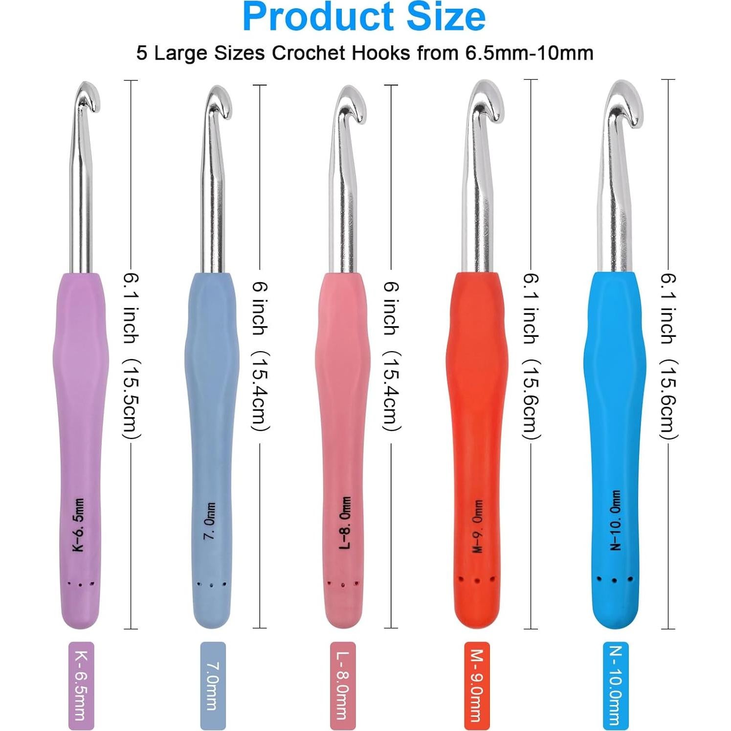 Juego de Ganchillos Ergonómicos MECHEER 5 Tamaños 6.5-10mm