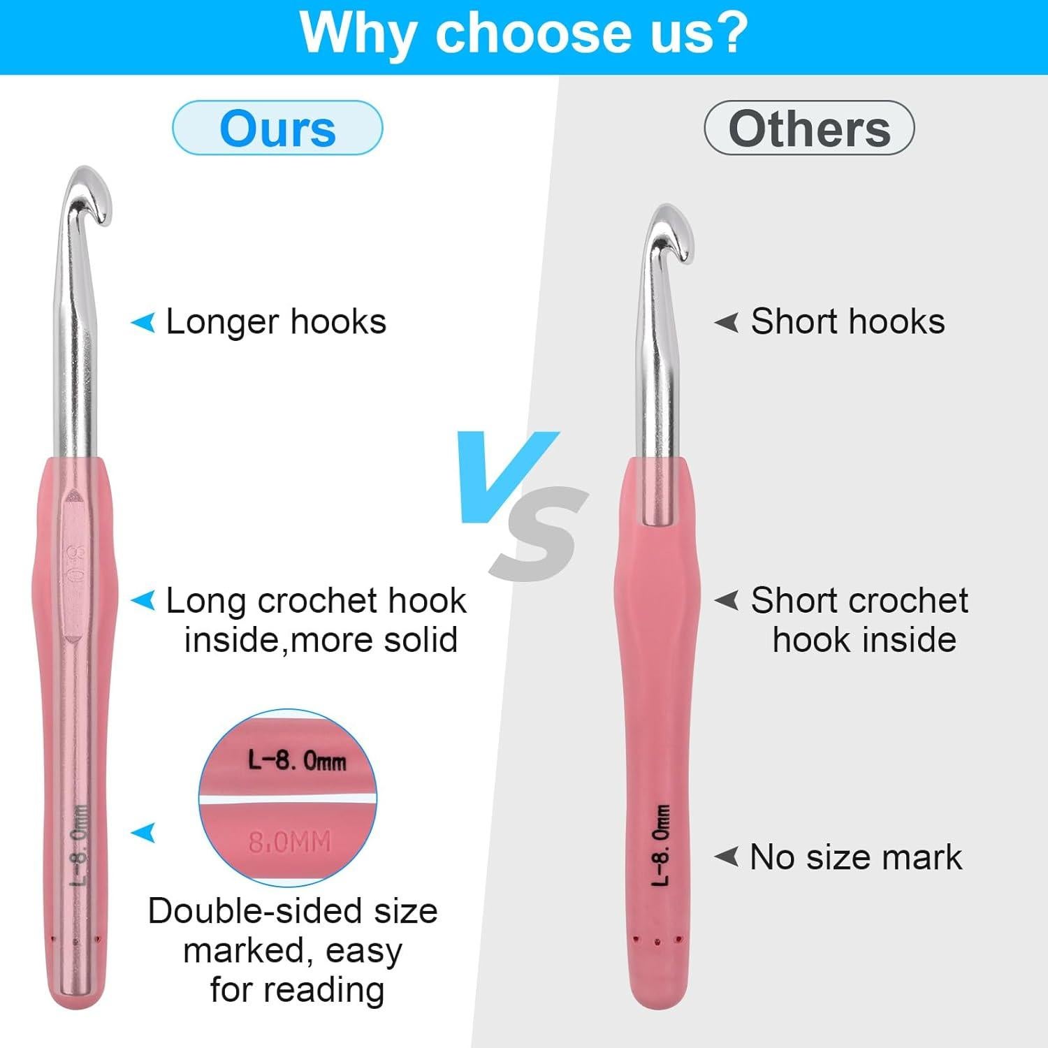 Juego de Ganchillos Ergonómicos MECHEER 5 Tamaños 6.5-10mm