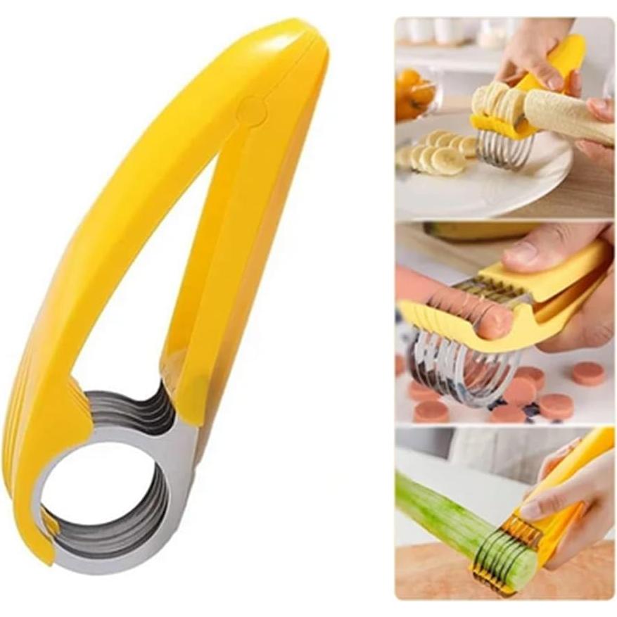Cortador de Plátano Genérico 2 Pcs Acero Inoxidable Amarillo