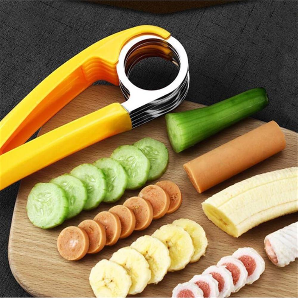 Cortador de Plátano Genérico 2 Pcs Acero Inoxidable Amarillo
