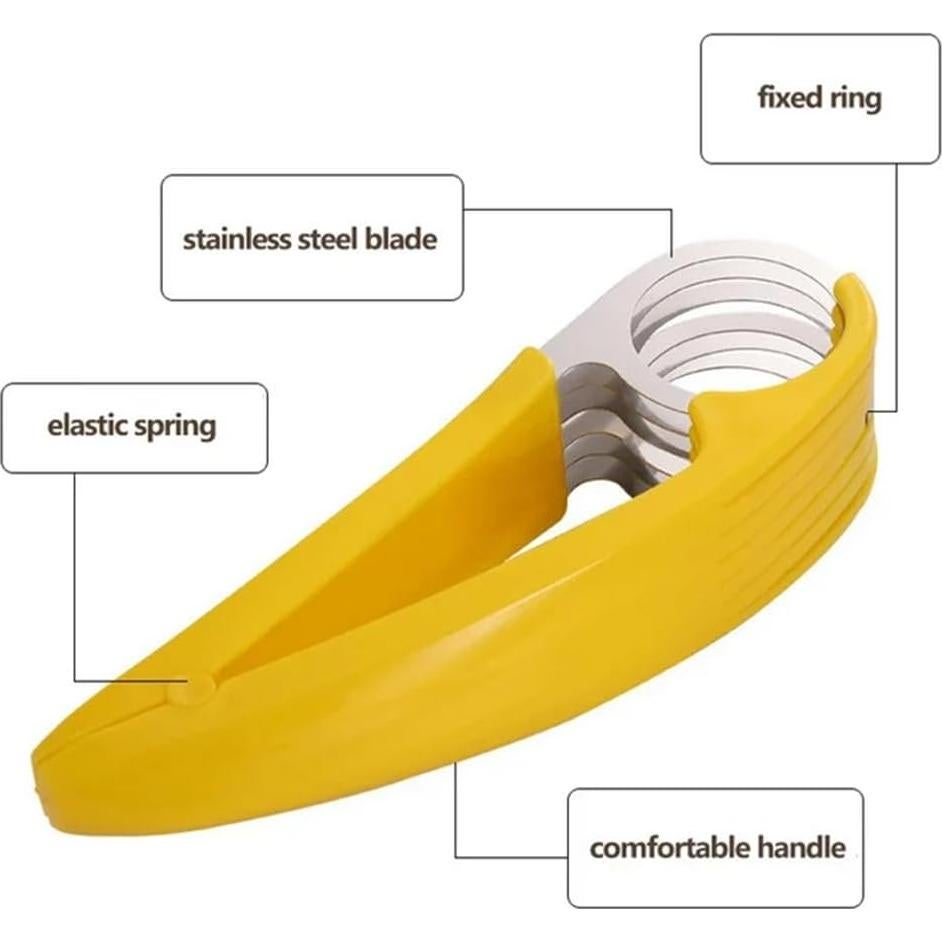 Cortador de Plátano Genérico 2 Pcs Acero Inoxidable Amarillo