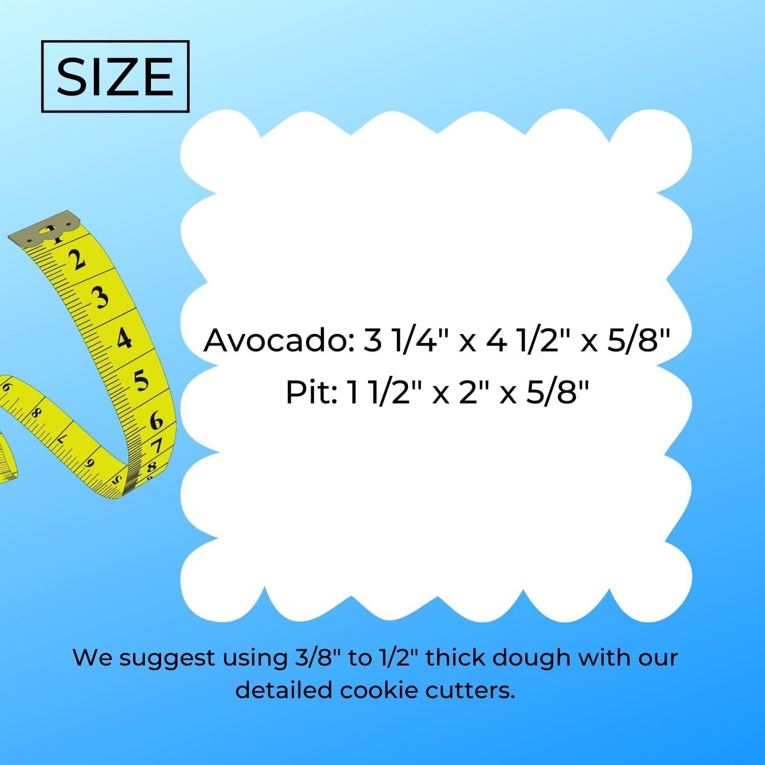 AVOCADO WITH PIT 2 PIECES GUACAMOLE MEXICAN FRUIT COOKIE CUTTER MADE IN USA PR3366