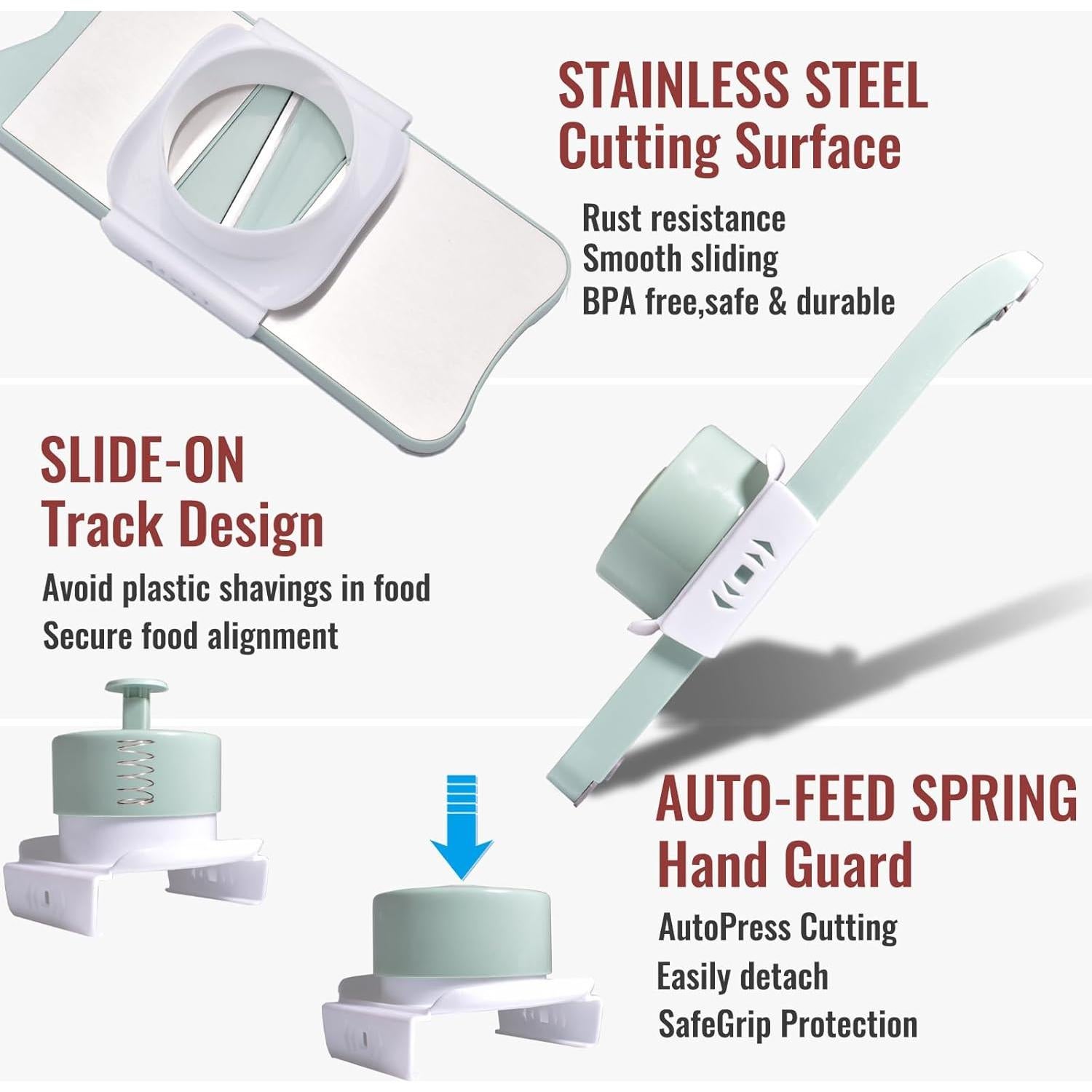 Cortador de Mandolina 6 en 1 NACOLUS con 6 Cuchillas Intercambiables