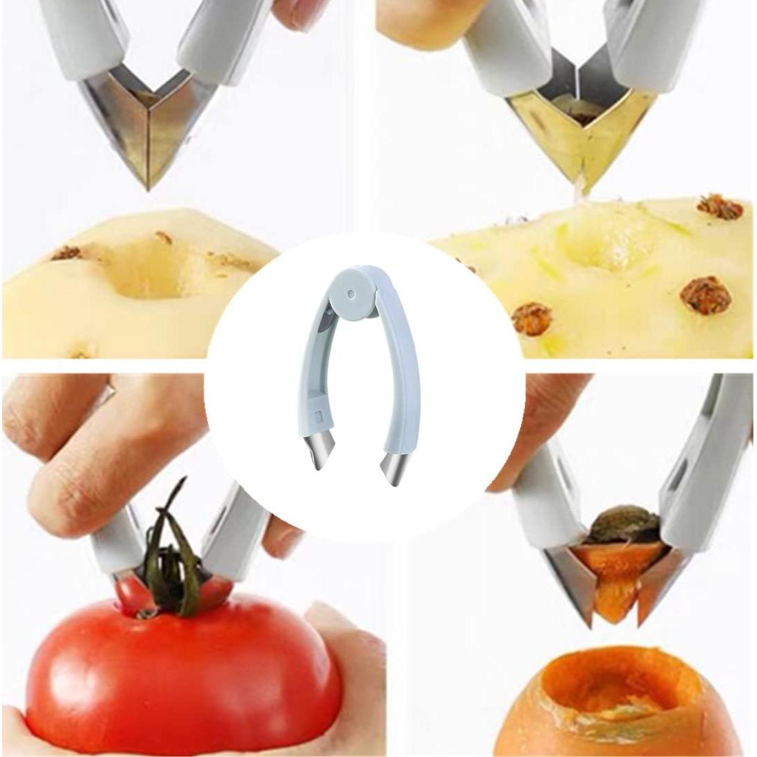 2 Piezas Quitar Tallos de Fresa y Corer de Ojos de Piña Jilukibo