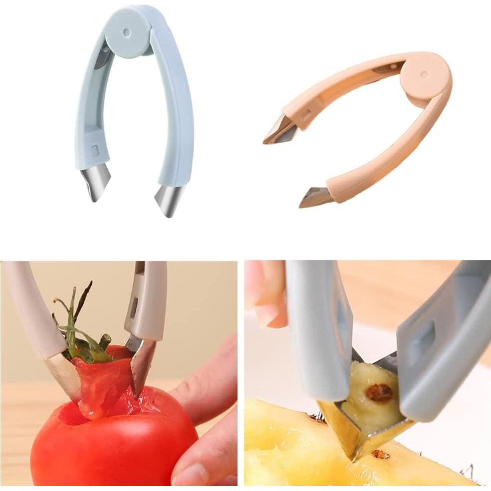 2 Piezas Quitar Tallos de Fresa y Corer de Ojos de Piña Jilukibo