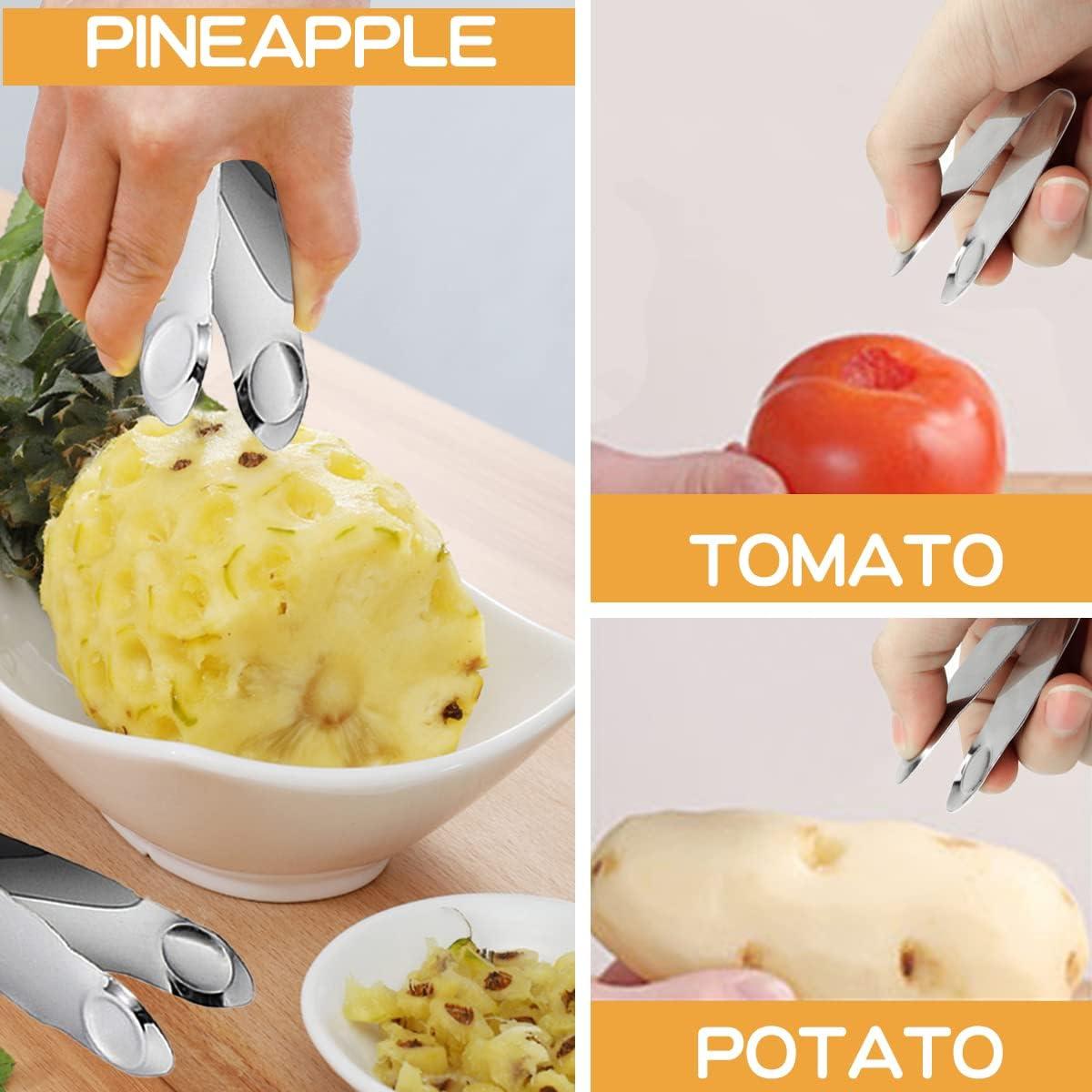 DOERDO Removedor de Tallos de Fresa y Tomate - 4 Piezas Acero Inoxidable