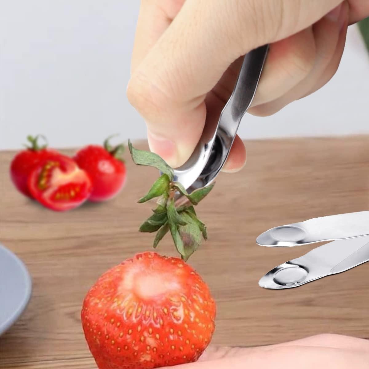 DOERDO 8 Piezas Removedor de Tallo de Fresa Acero Inoxidable