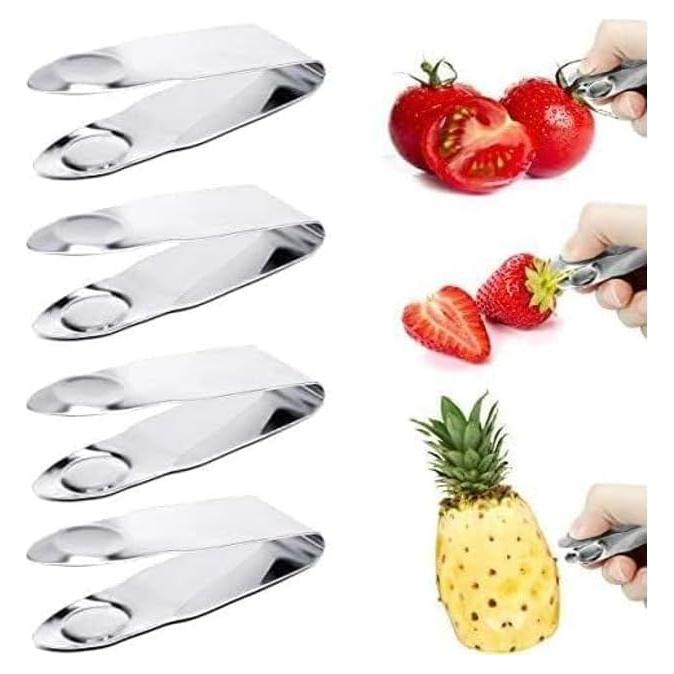 Descorazonador de Fresas Pluzmecalm Acero Inoxidable 4 Piezas