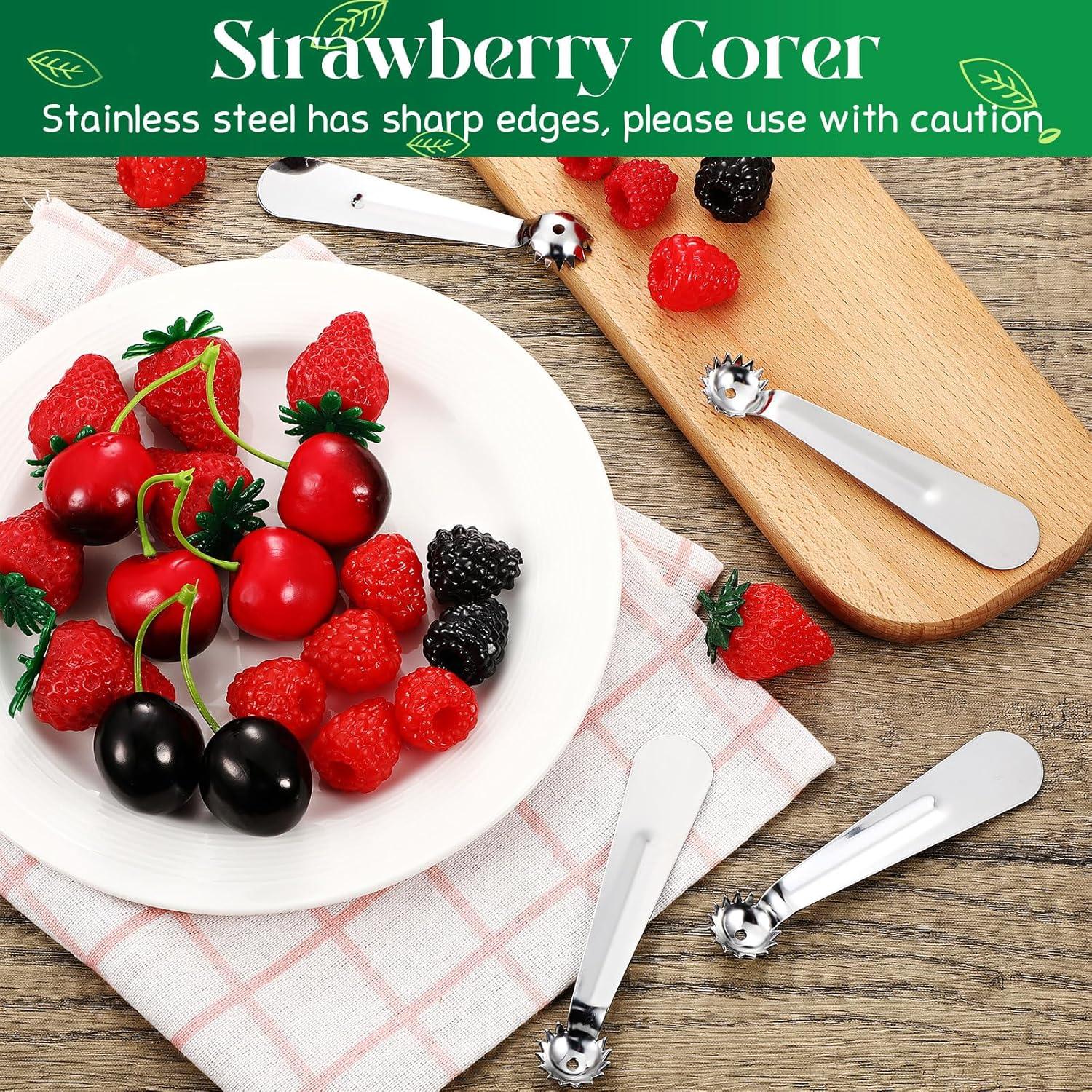 Baderke 8 Pcs Descorazonadores de Fresa y Tomate Acero Inoxidable
