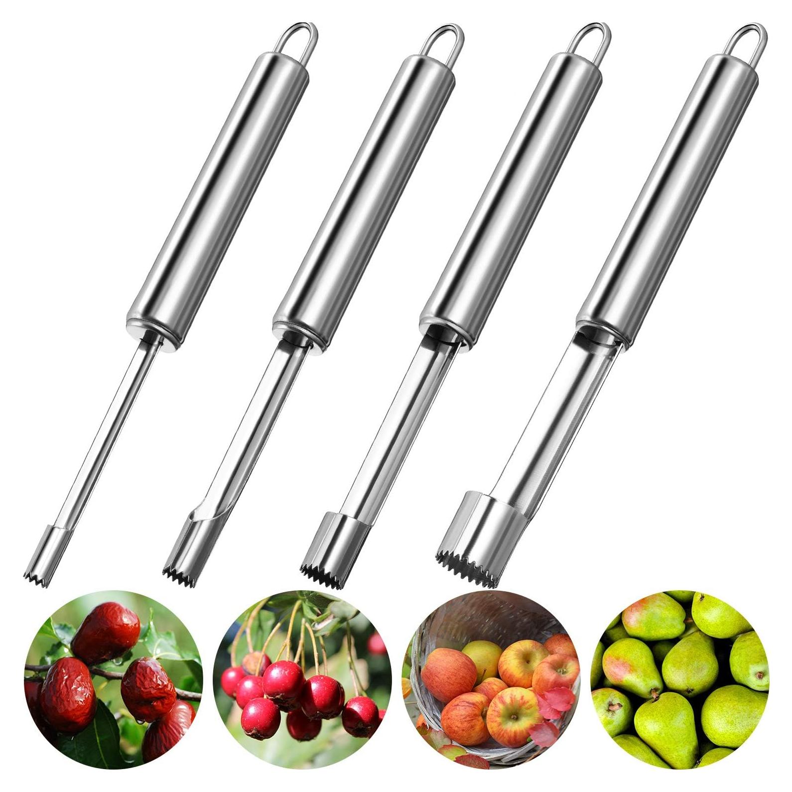 Juego de 4 Descorazonadores de Frutas Mudder de Acero Inoxidable