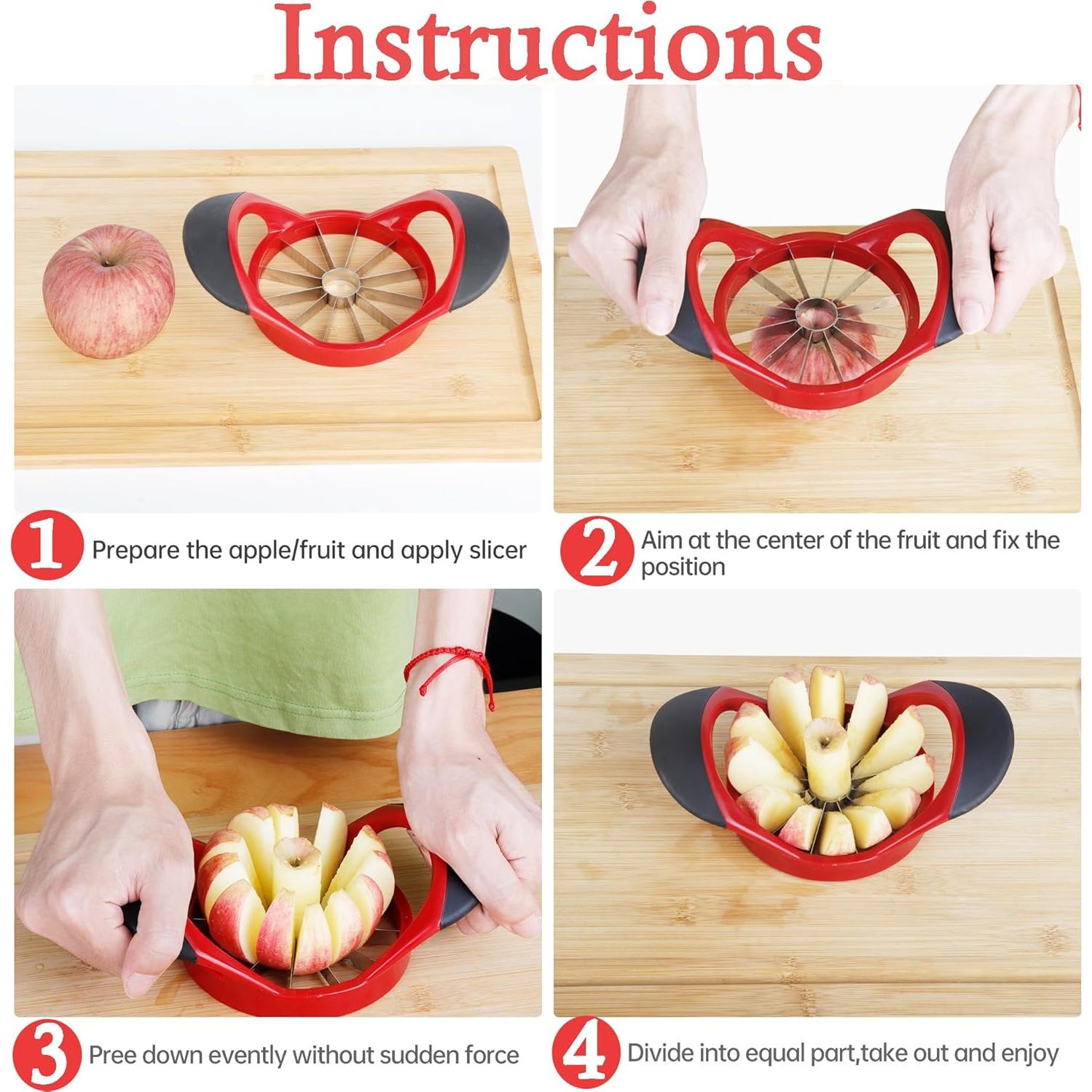 Cortador de Manzanas TONQDPE 12 cm Acero Inoxidable Rojo