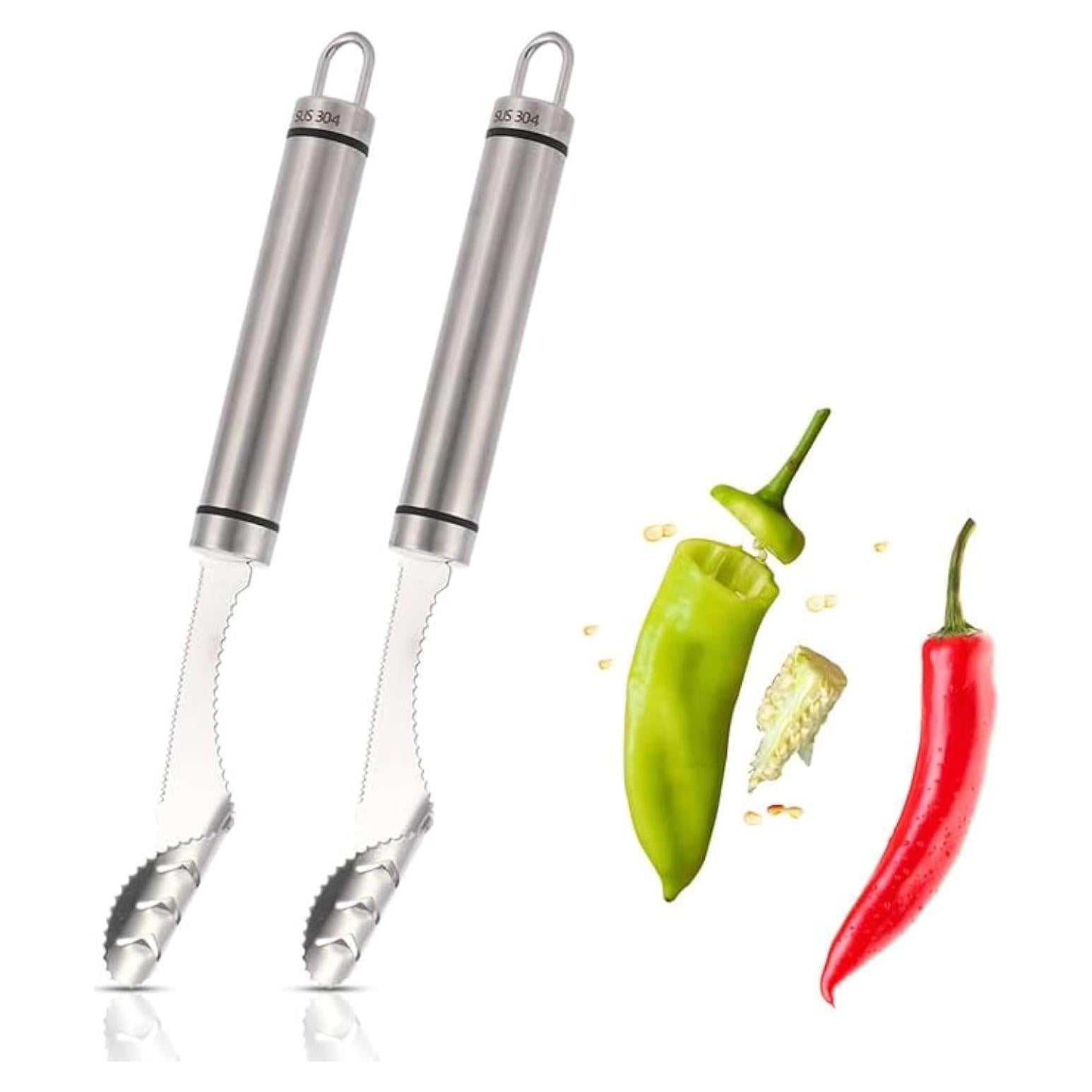 2 Sacadores de Semillas de Pimiento Beufee Acero Inoxidable 22cm