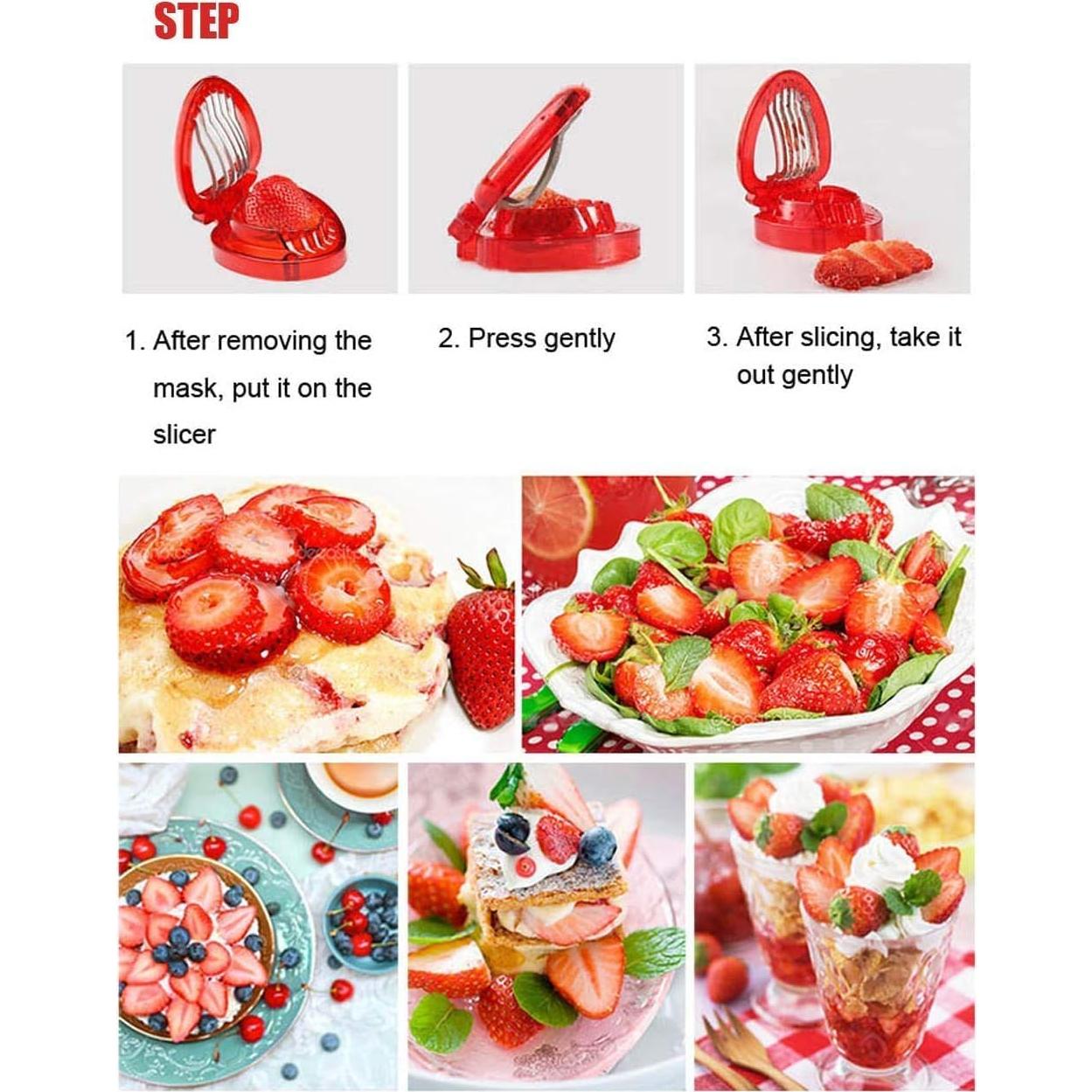 Cortador de Fresas TIYOORTA Rojo con Cuchilla de Acero Inoxidable