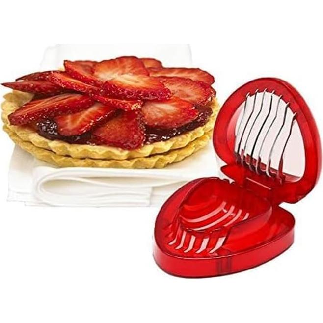 Cortador de Fresas TIYOORTA Rojo con Cuchilla de Acero Inoxidable