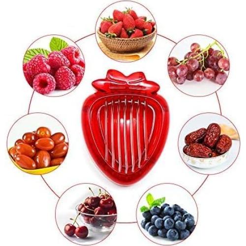 Cortador de Fresas TIYOORTA Rojo con Cuchilla de Acero Inoxidable