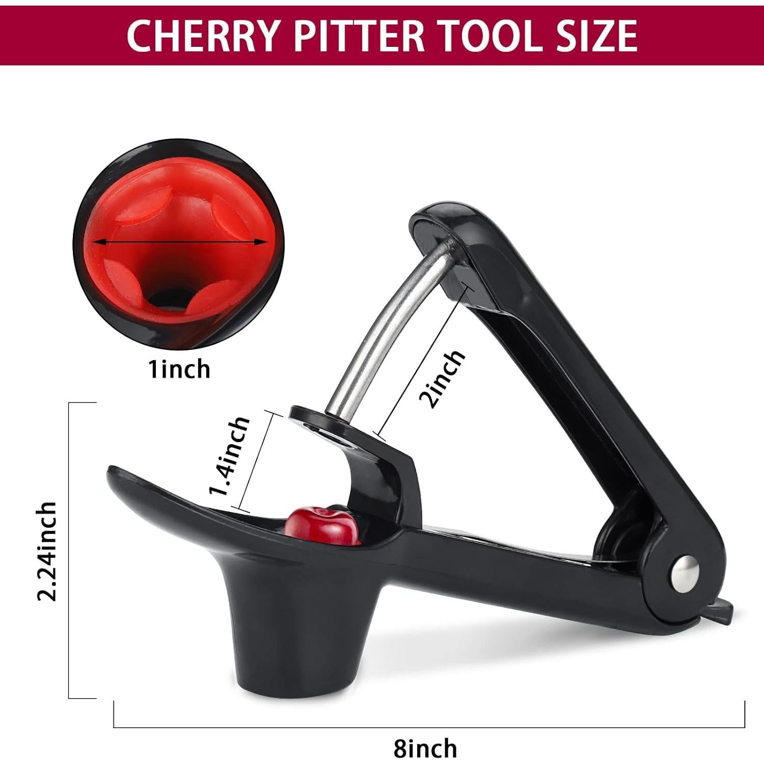 Deshuesador de Cerezas Firjuty Negro, Acero Inoxidable, 17x12x3 cm