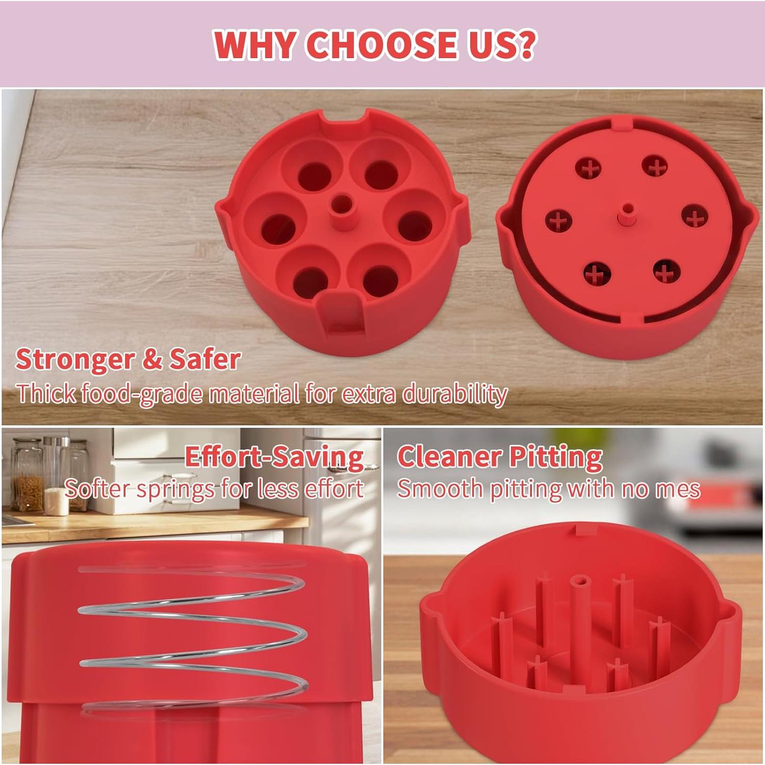 Deshuesador de Cereza Smtoery Rojo - Quita Huesos 6 Cerezas