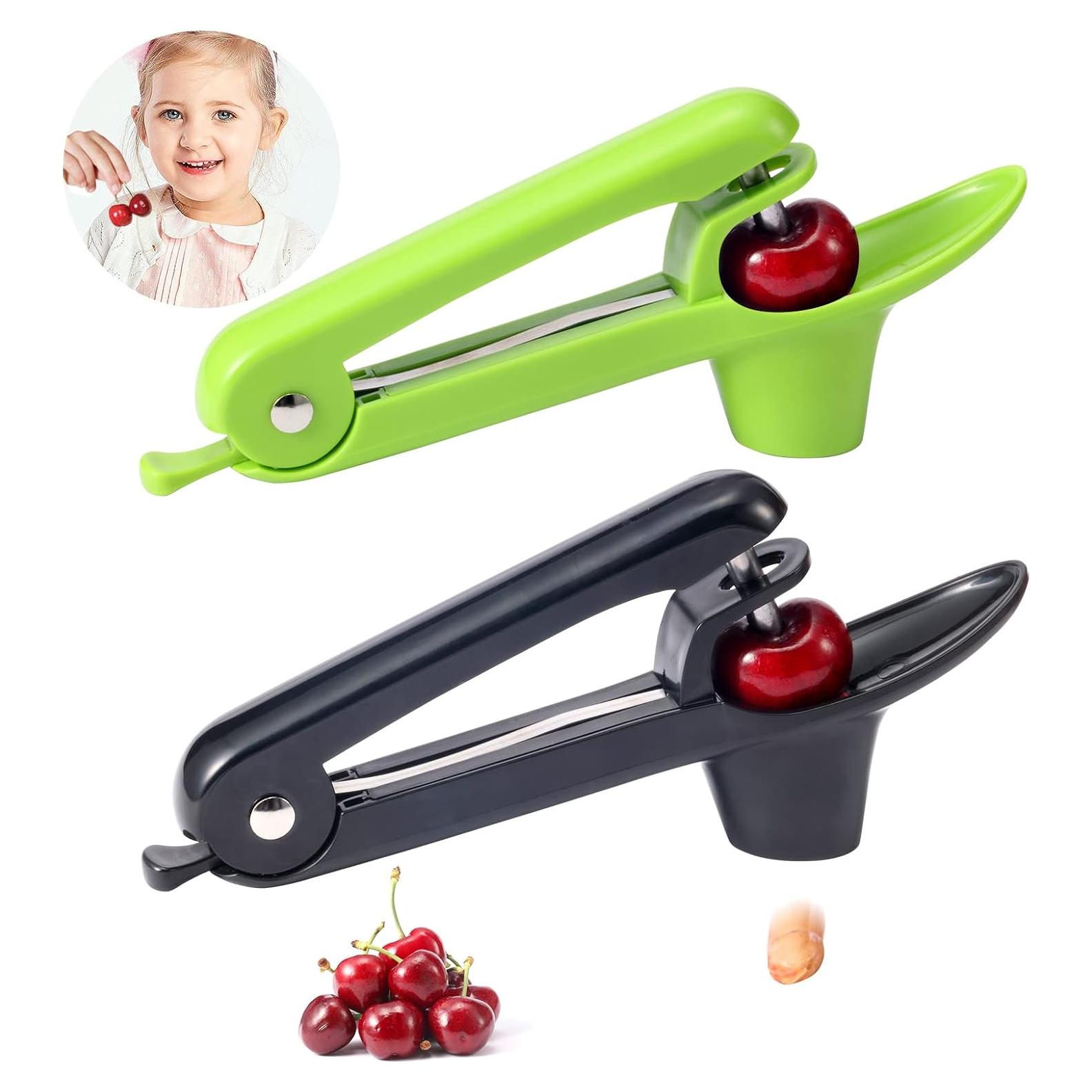 2 Deshuesadoras de Cereza KABUDA Acero Inoxidable Negro Verde