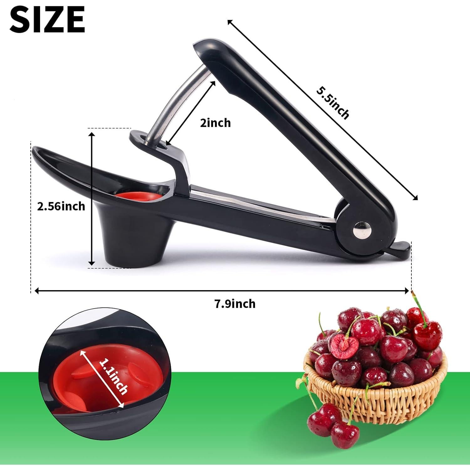 2 Deshuesadoras de Cereza KABUDA Acero Inoxidable Negro Verde