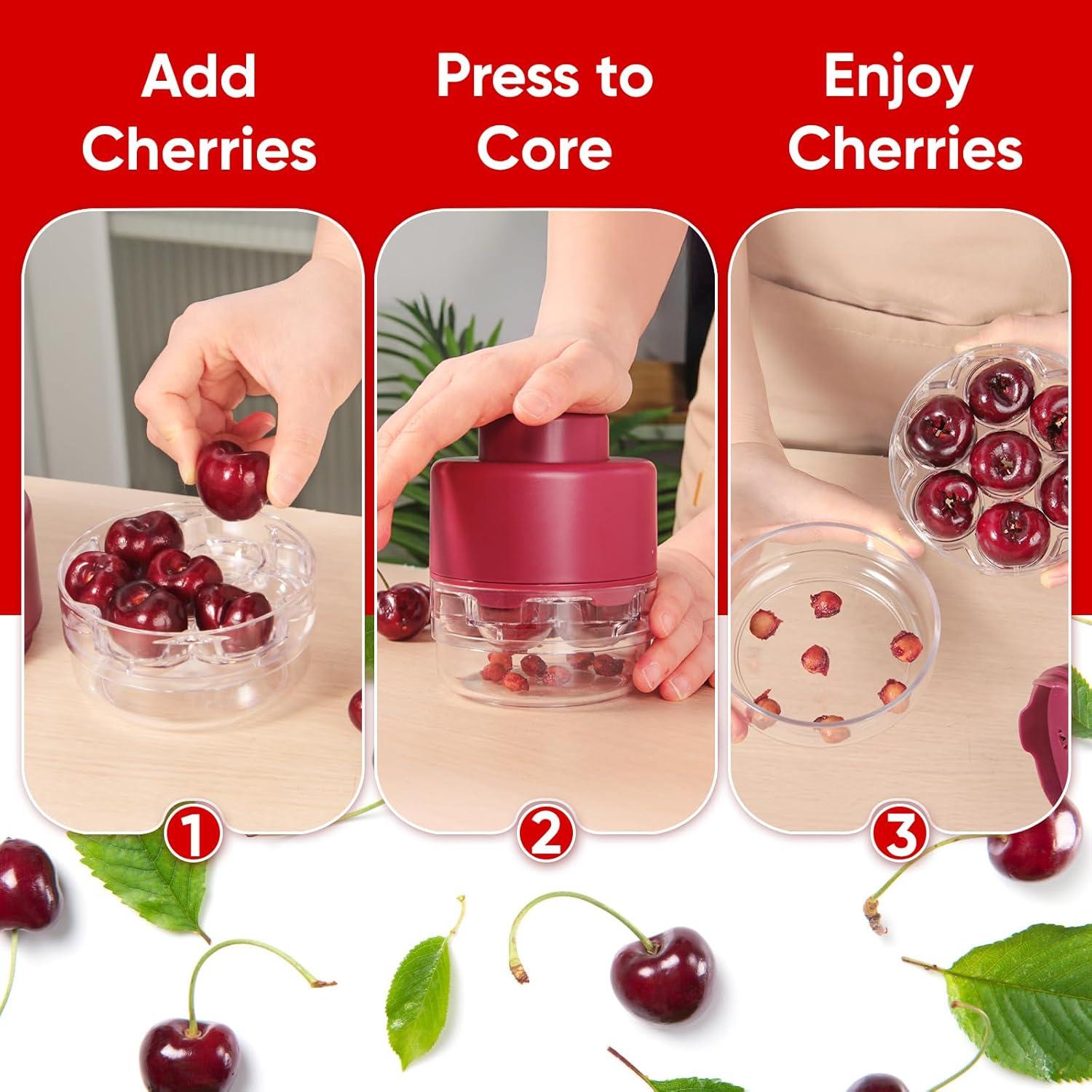 Deshuesadora de cerezas YYP 7 en 1, fácil de usar, roja