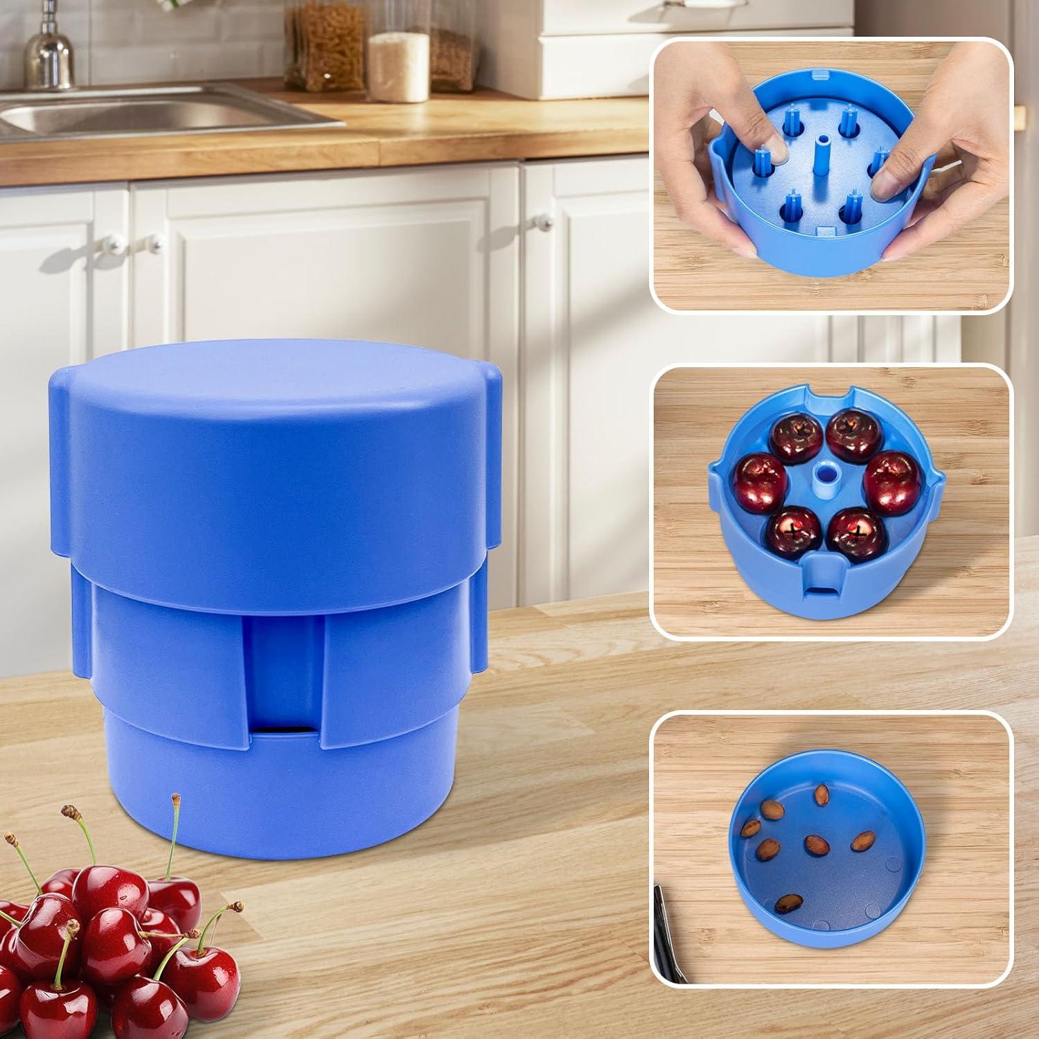 Removedor de Huesos de Cereza WKitchrio Azul, 6 Huesos a la Vez