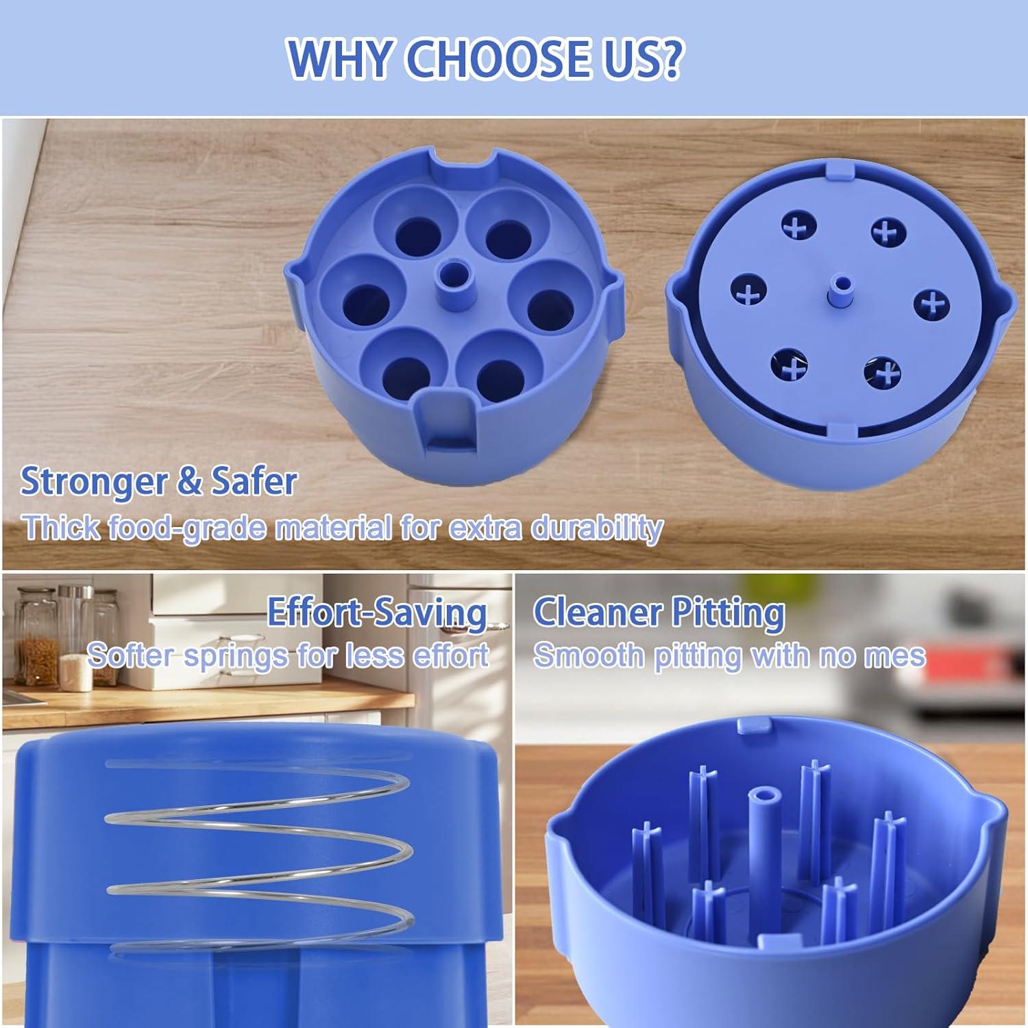 Removedor de Huesos de Cereza WKitchrio Azul, 6 Huesos a la Vez