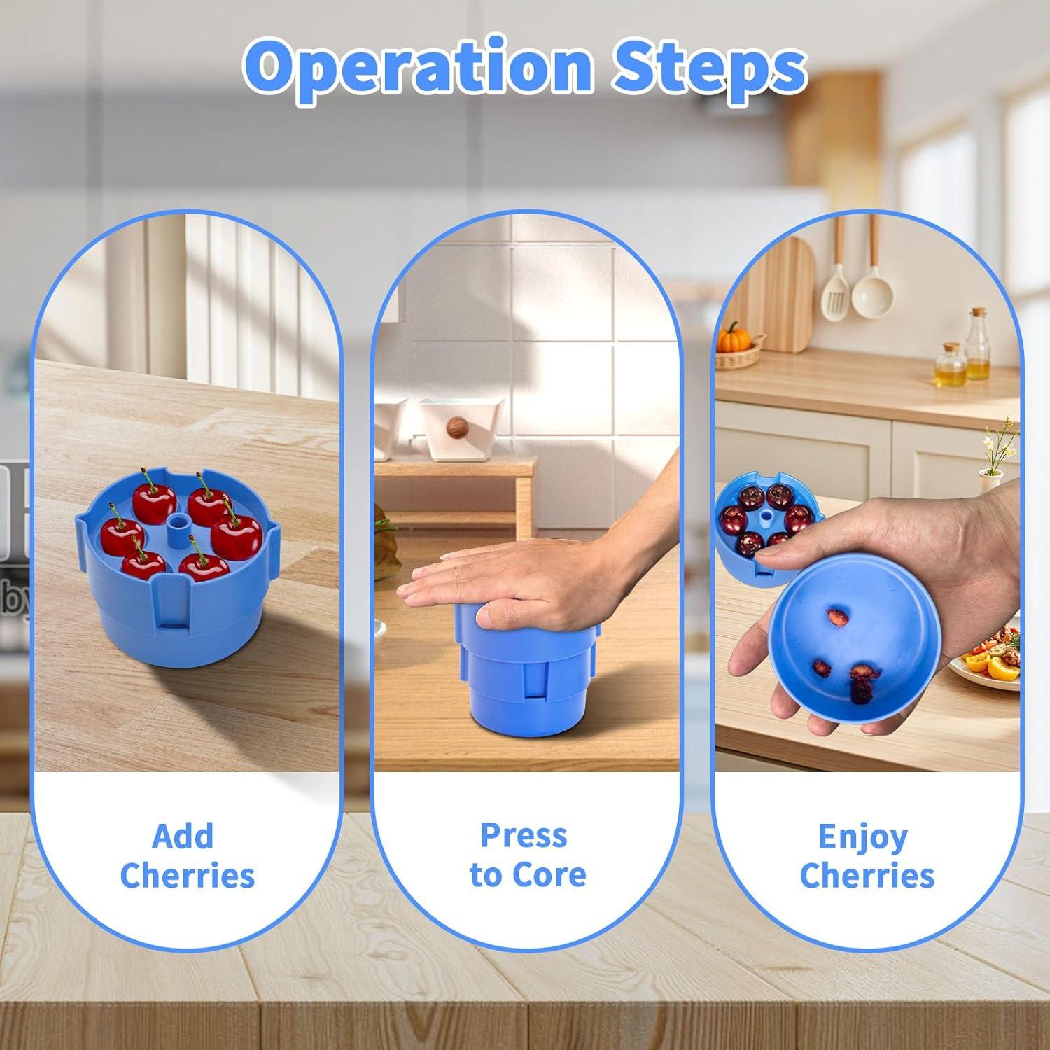 Removedor de Huesos de Cereza WKitchrio Azul, 6 Huesos a la Vez