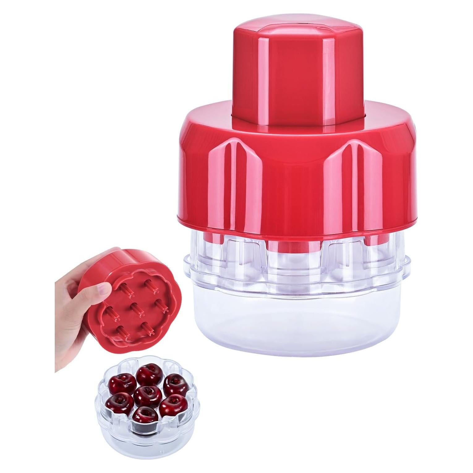 Deshuesador de Cerezas QHSZF 7 Agujeros Rojo para Cocina