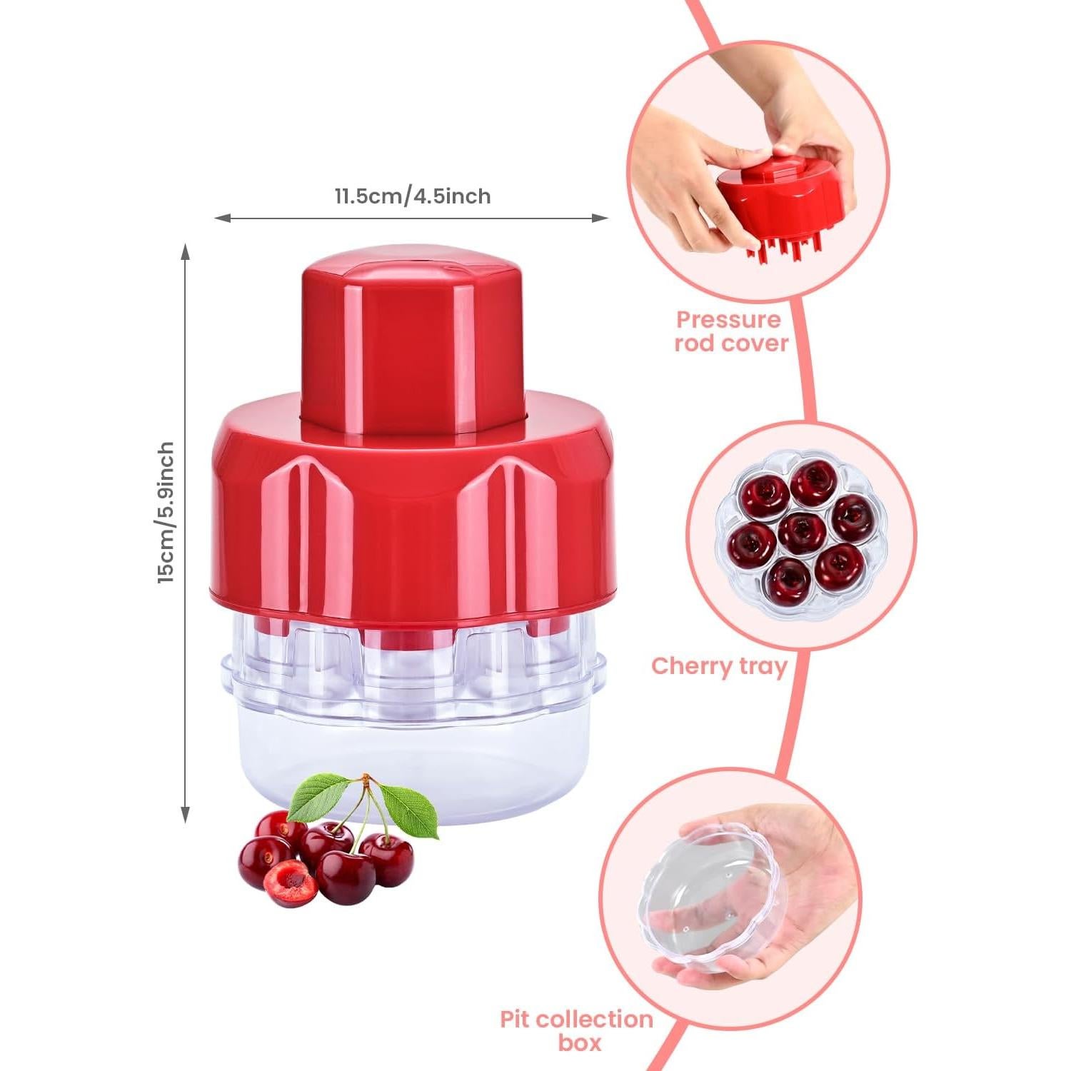 Deshuesador de Cerezas QHSZF 7 Agujeros Rojo para Cocina