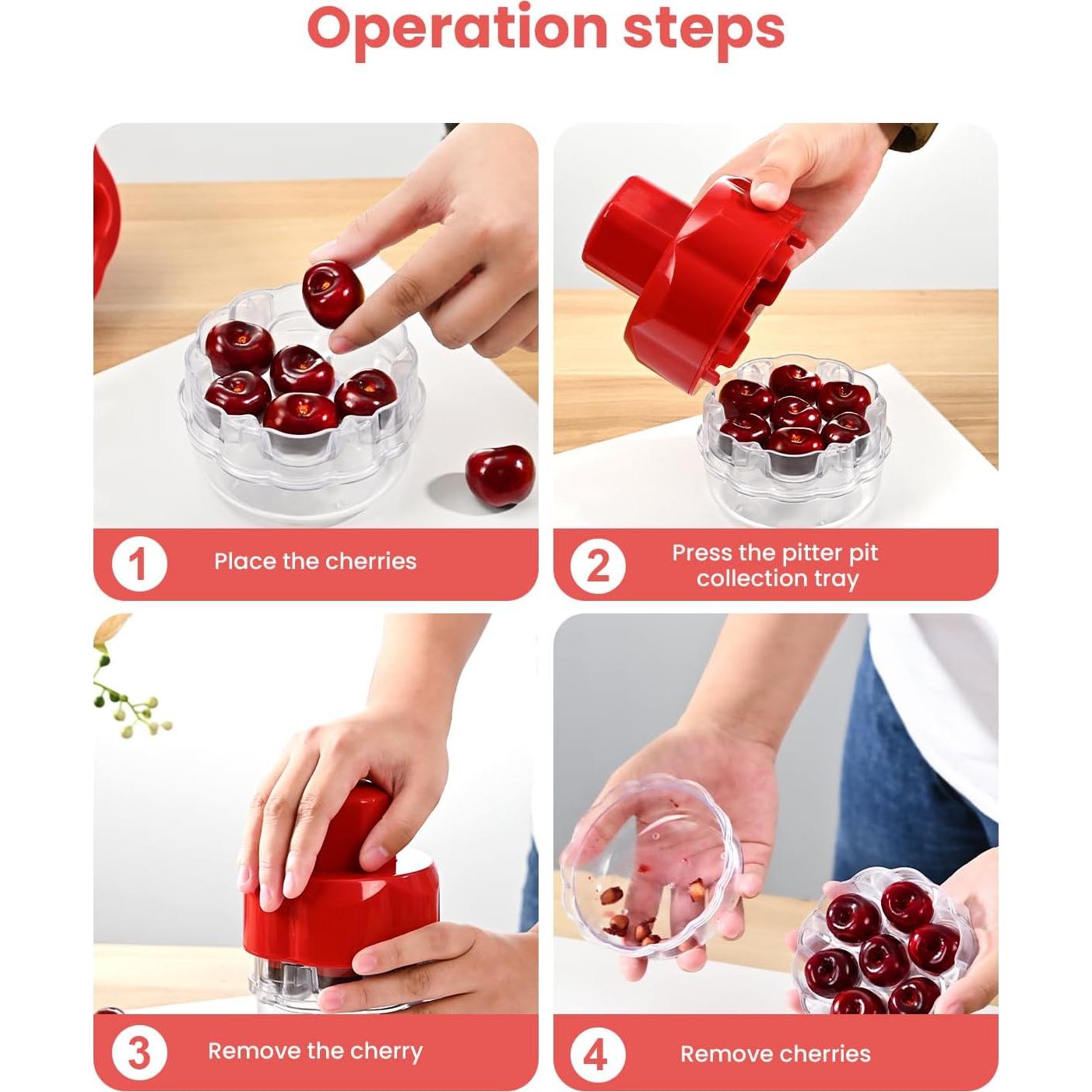 Deshuesador de Cerezas QHSZF 7 Agujeros Rojo para Cocina