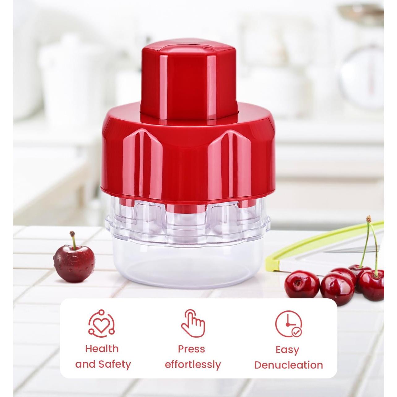 Deshuesador de Cerezas QHSZF 7 Agujeros Rojo para Cocina