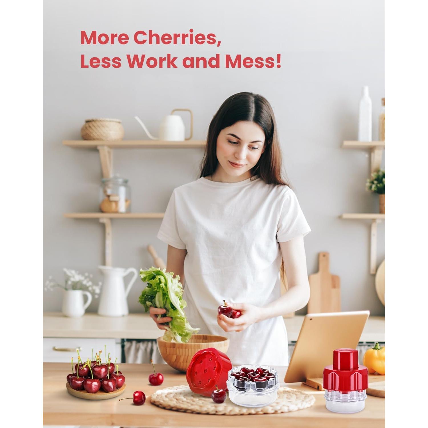 Deshuesador de Cerezas QHSZF 7 Agujeros Rojo para Cocina