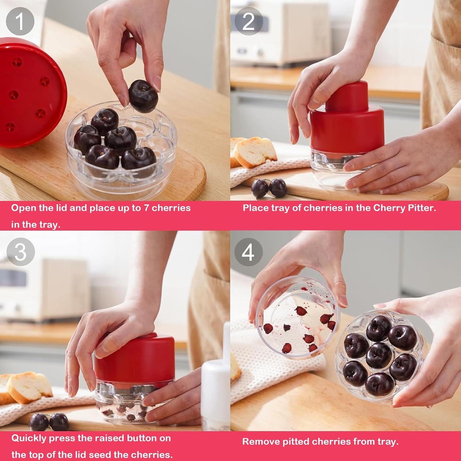 Deshuesador de Cereza PWireless 7 en 1 Rojo - Herramienta de Cocina