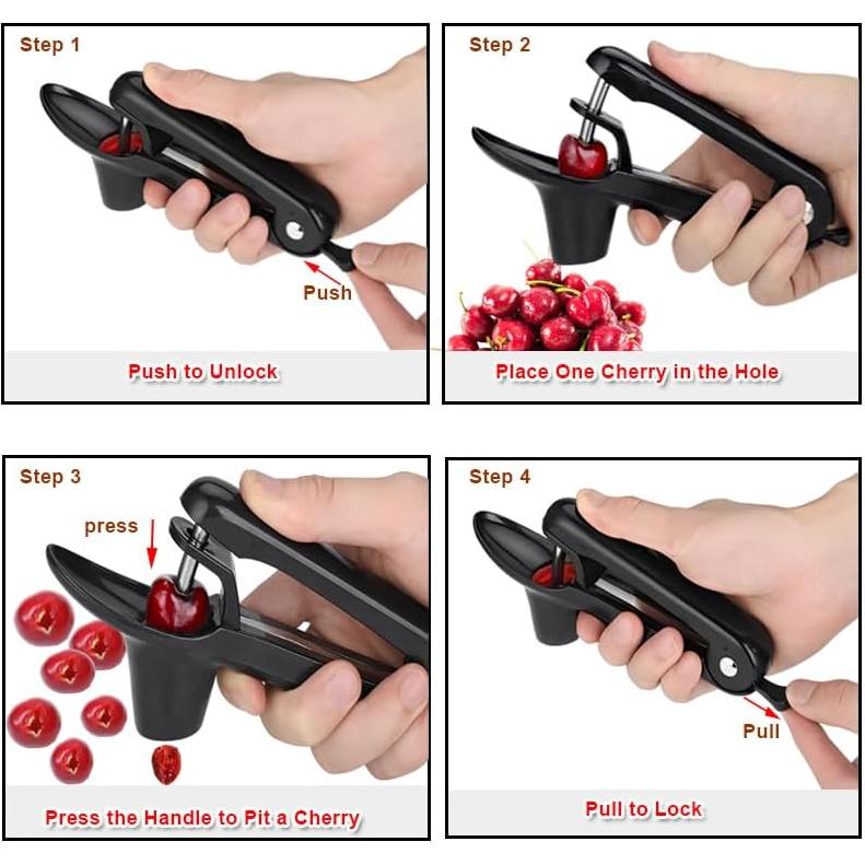 Deshuesador de Cereza Fanlory Acero Inoxidable Negro 20.5 cm