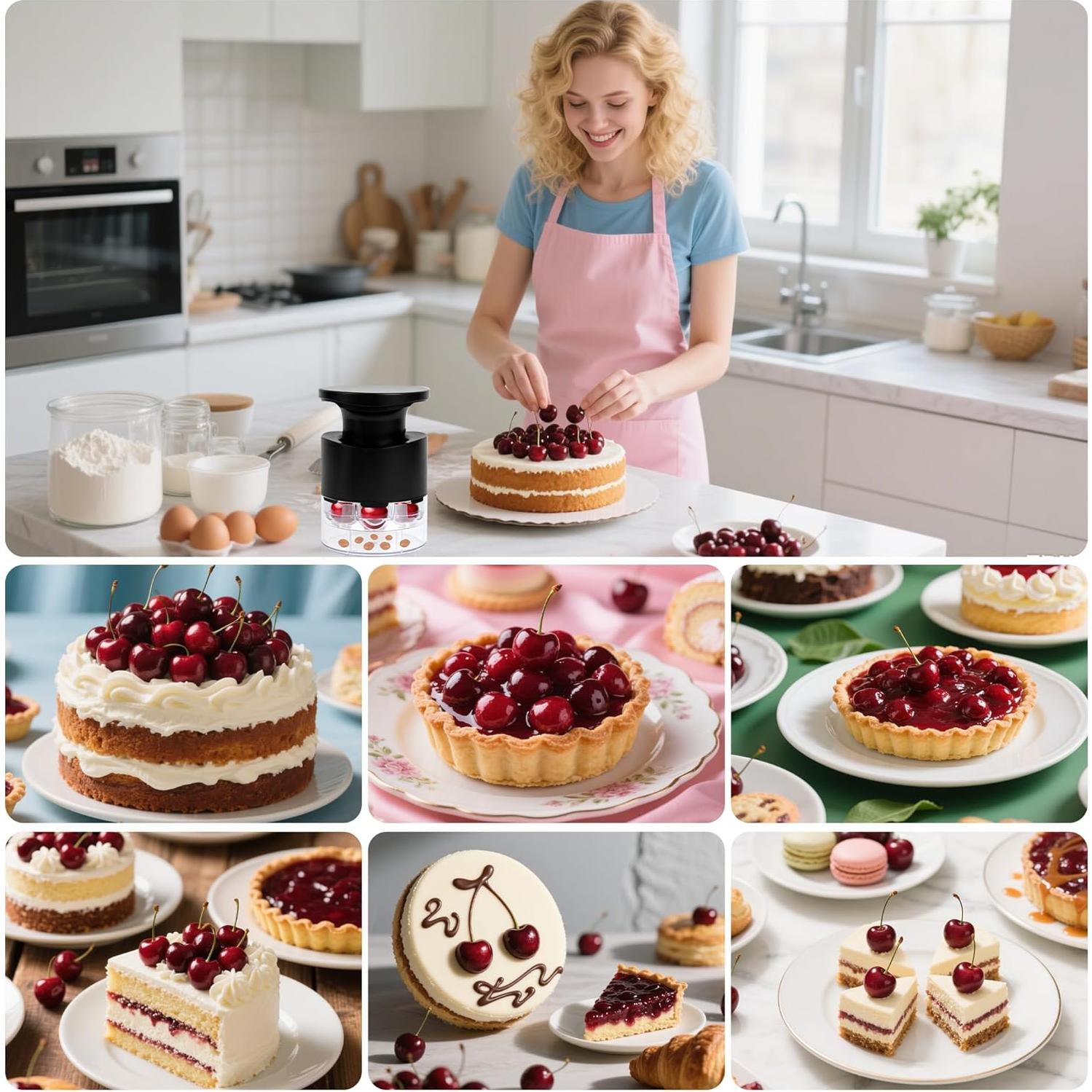 Deshuesador de Cereza JMBTLUS con Protector Salpicaduras - Negro