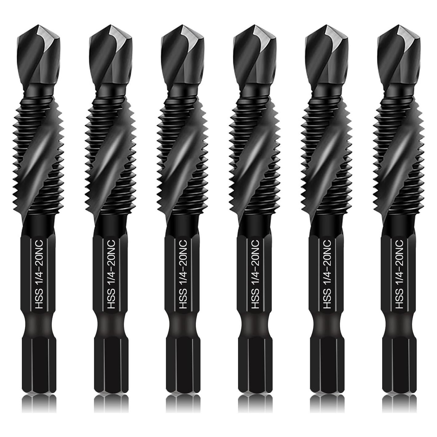 Juego de 6 Brocas y Machos Combinados DKIBBITH 1/4-20NC